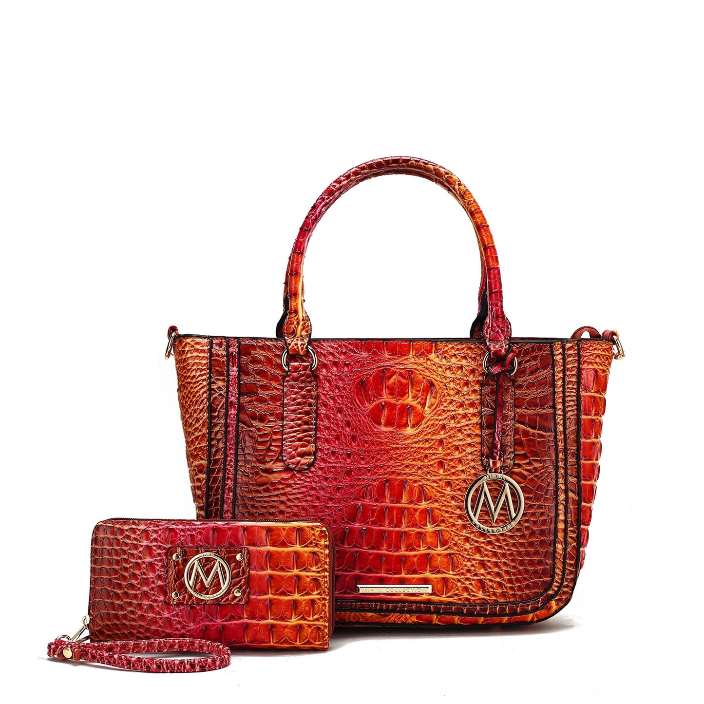 Bonnie Gradient Croc Shoulder Bag and Set (Croc Brown)