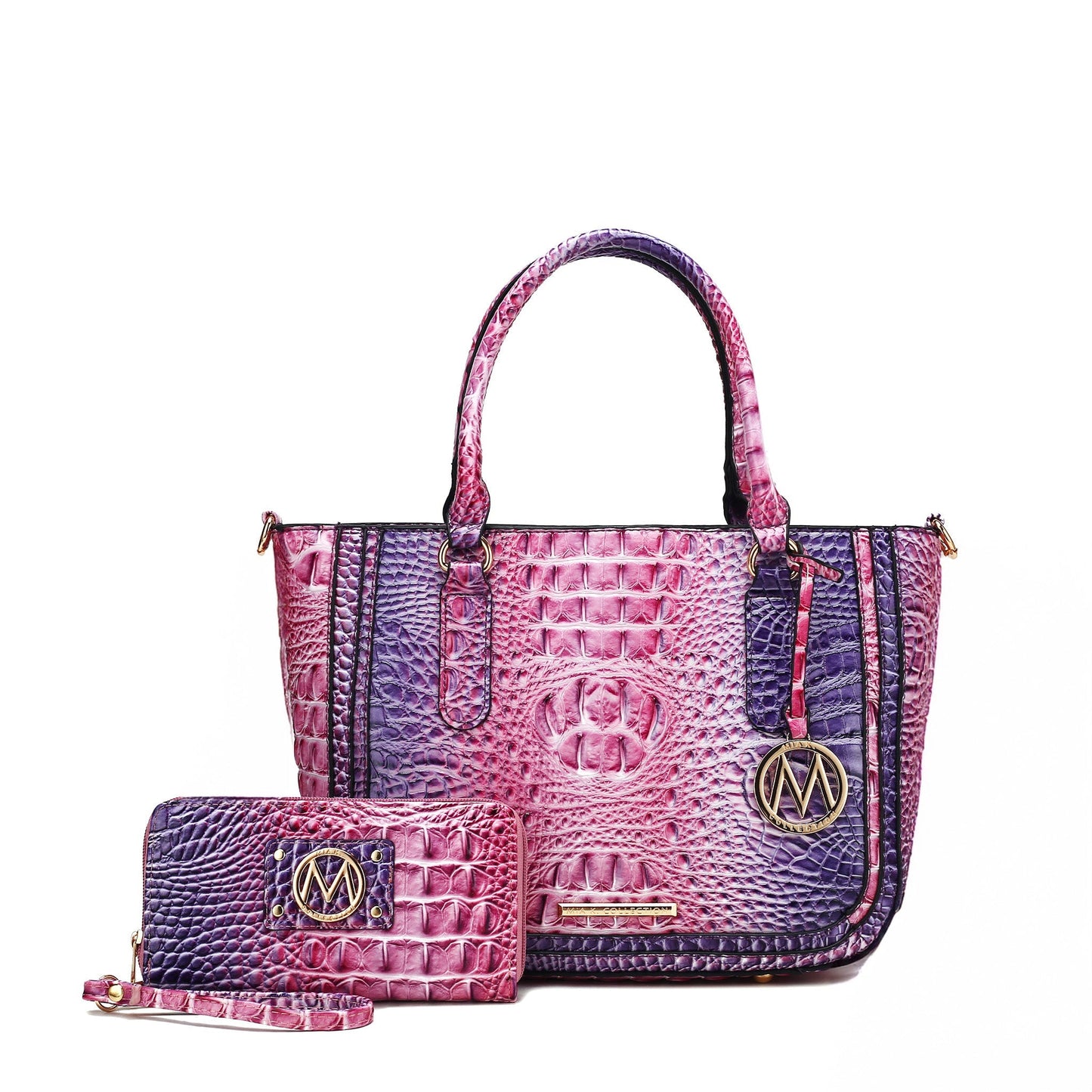 Bonnie Gradient Croc Shoulder Bag and Set (Croc Brown)