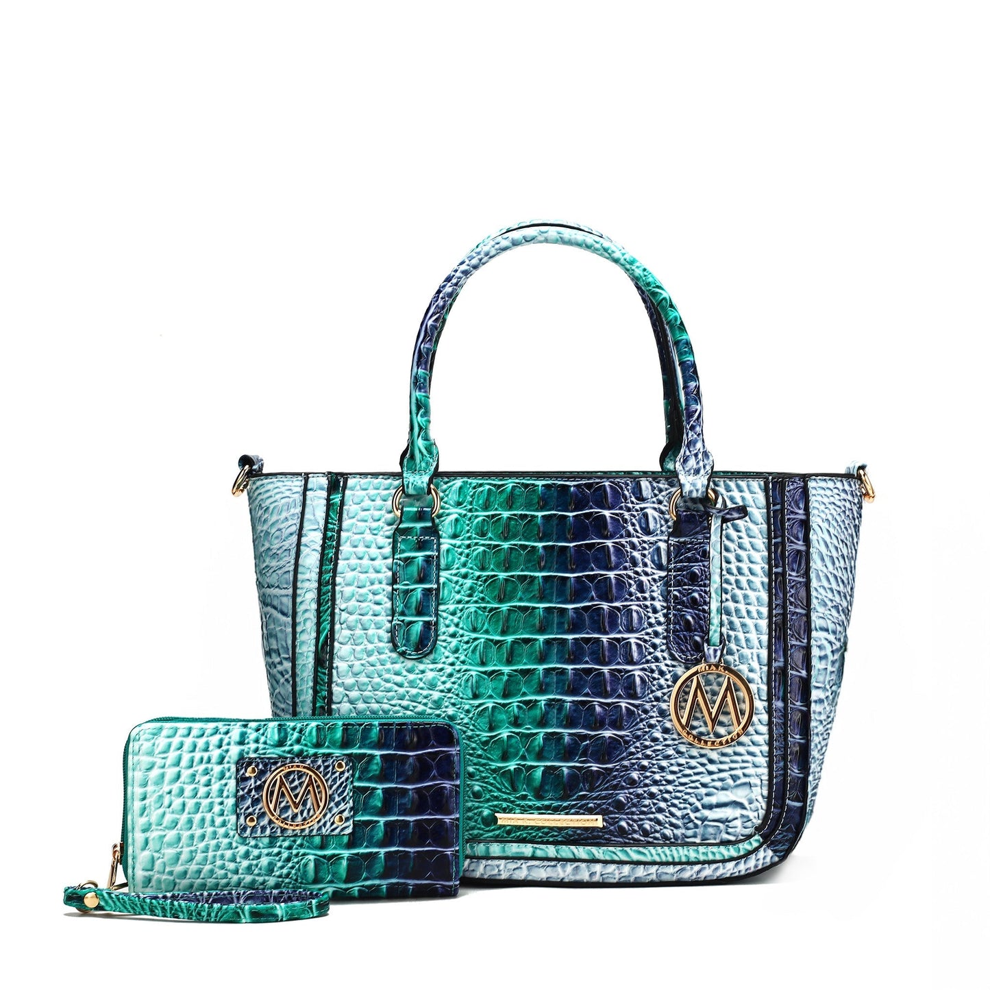 Bonnie Gradient Croc Shoulder Bag and Set (Croc Brown)