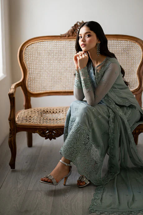 Azure - Moss Whisper 3 Piece Embroidered Chiffon