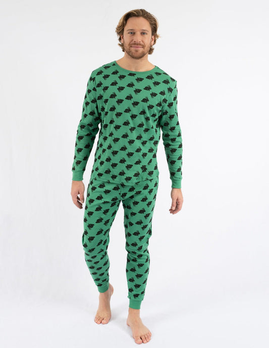 Mens Green Cotton Bunny Pajamas - Concordia Style Boutique