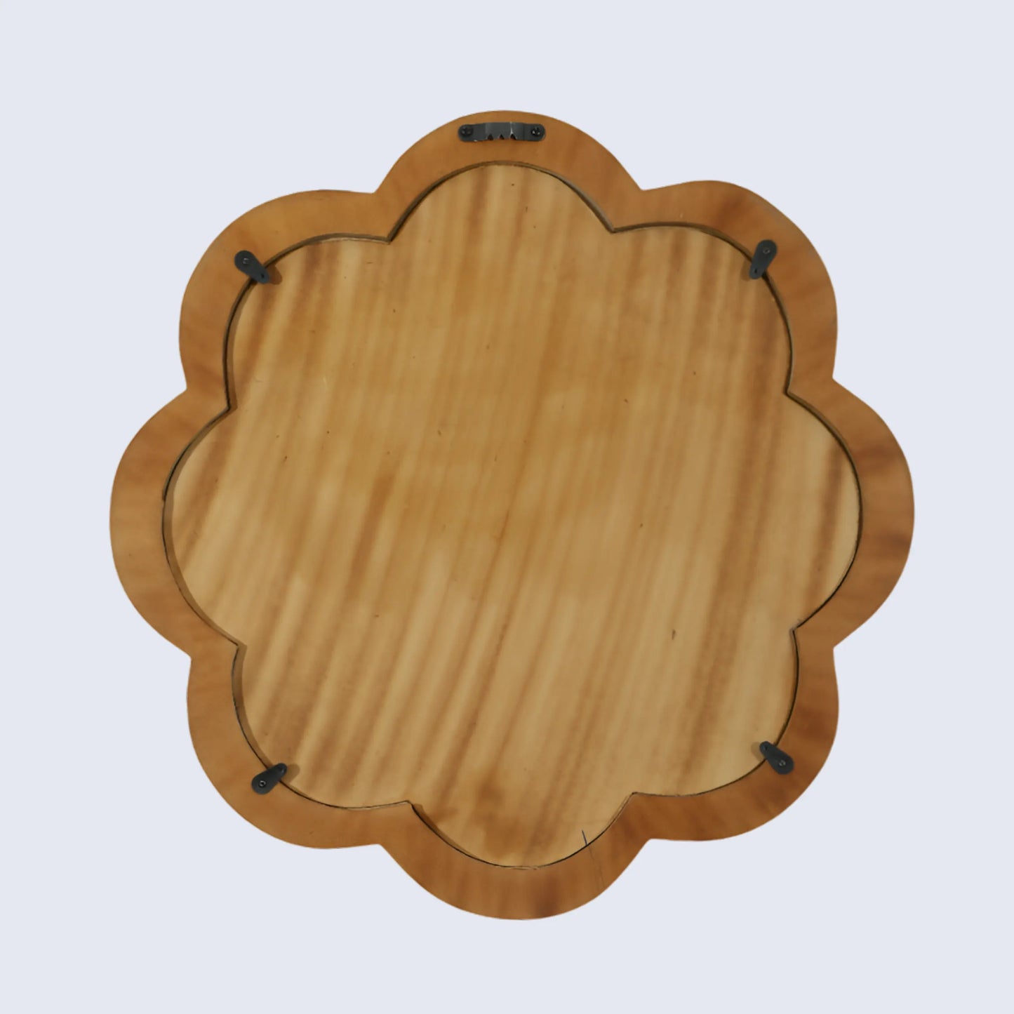 15" Black & White Resin Inlay Round Scalloped Boho Wall Mirror