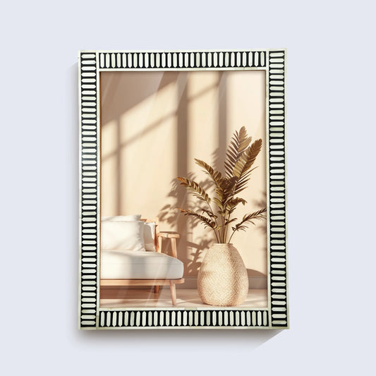 Handmade Bone & Resin Inlay Wall Hanging Mirror Frame – 40x30 - Concordia Style Boutique