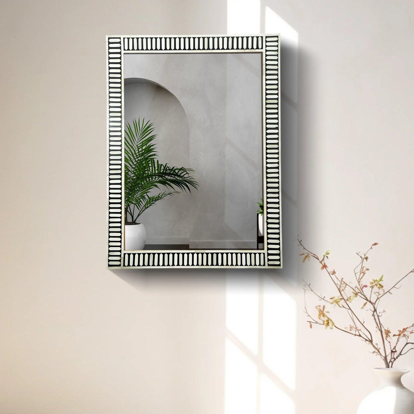 Handmade Bone & Resin Inlay Wall Hanging Mirror Frame – 40x30 - Concordia Style Boutique