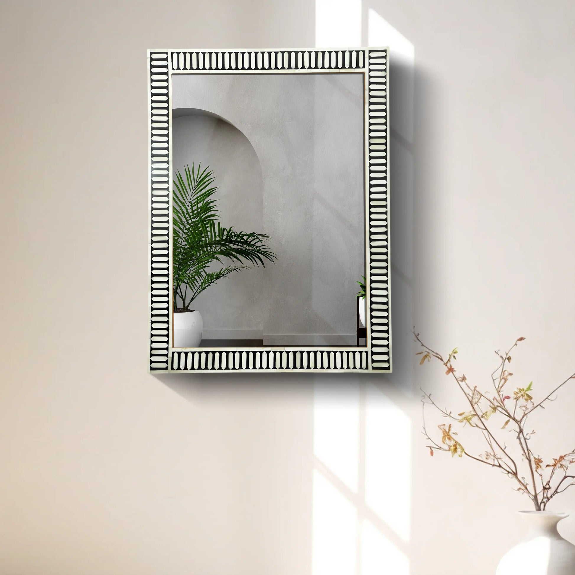 Handmade Bone & Resin Inlay Wall Hanging Mirror Frame – 40x30 - Concordia Style Boutique