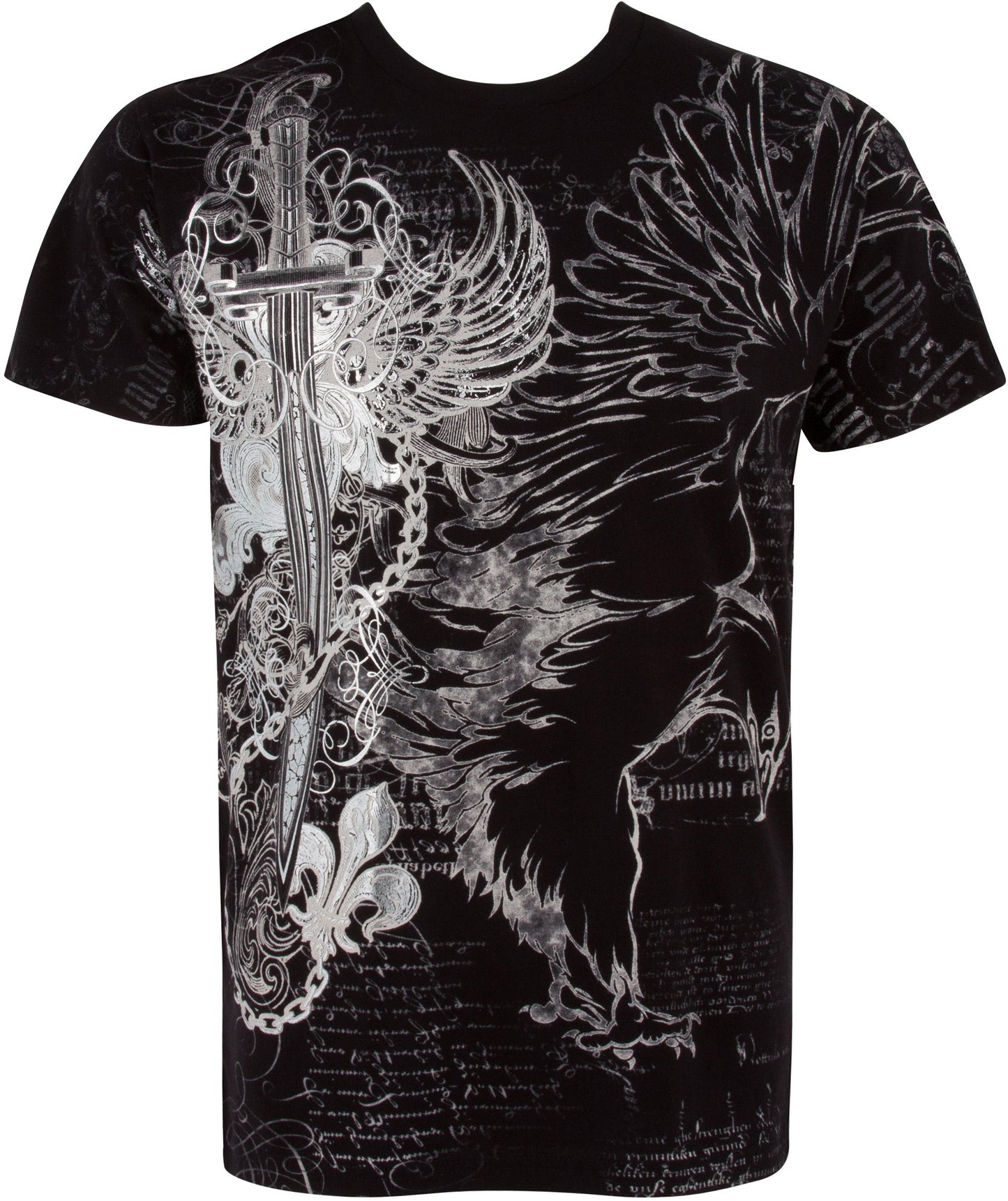 Sakkas Eagle,Sword and Chains Metallic Cotton Mens T-Shirt - Concordia Style Boutique