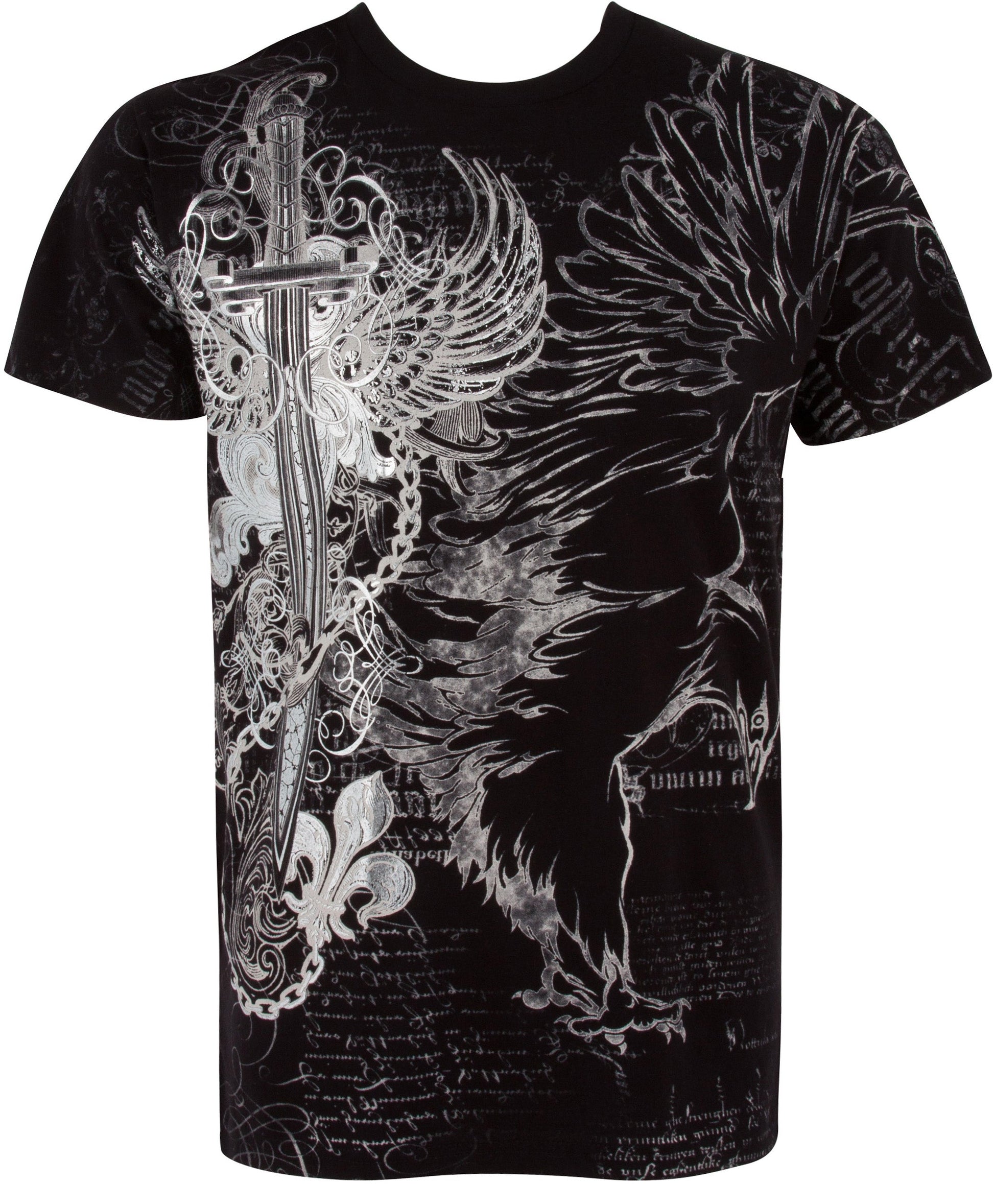 Sakkas Eagle,Sword and Chains Metallic Cotton Mens T-Shirt - Concordia Style Boutique