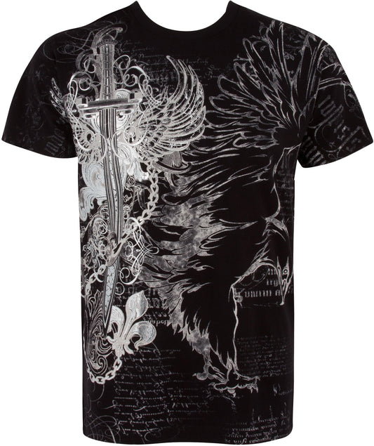 Sakkas Eagle,Sword and Chains Metallic Cotton Mens T-Shirt - Concordia Style Boutique