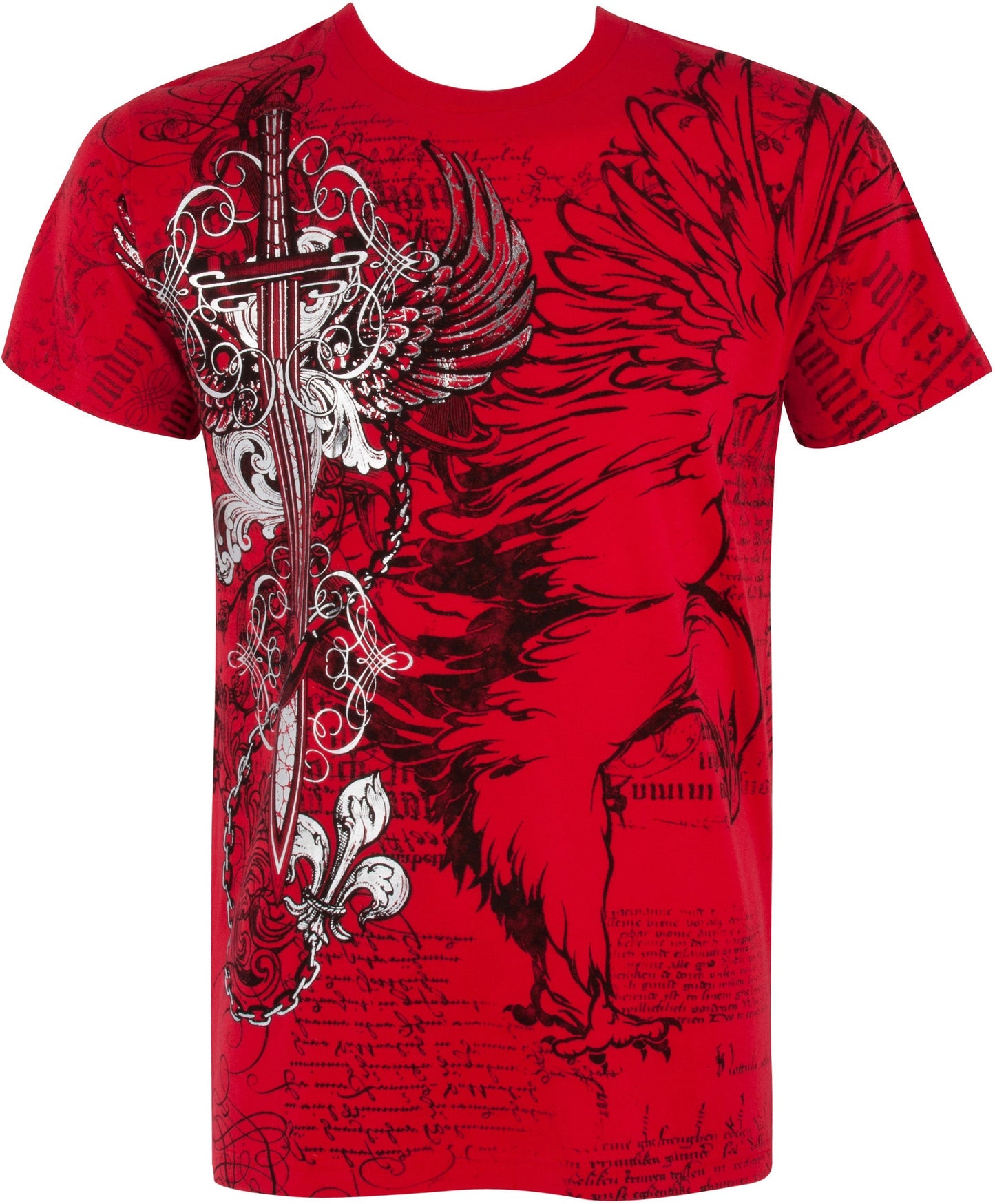Sakkas Eagle,Sword and Chains Metallic Cotton Mens T-Shirt - Concordia Style Boutique