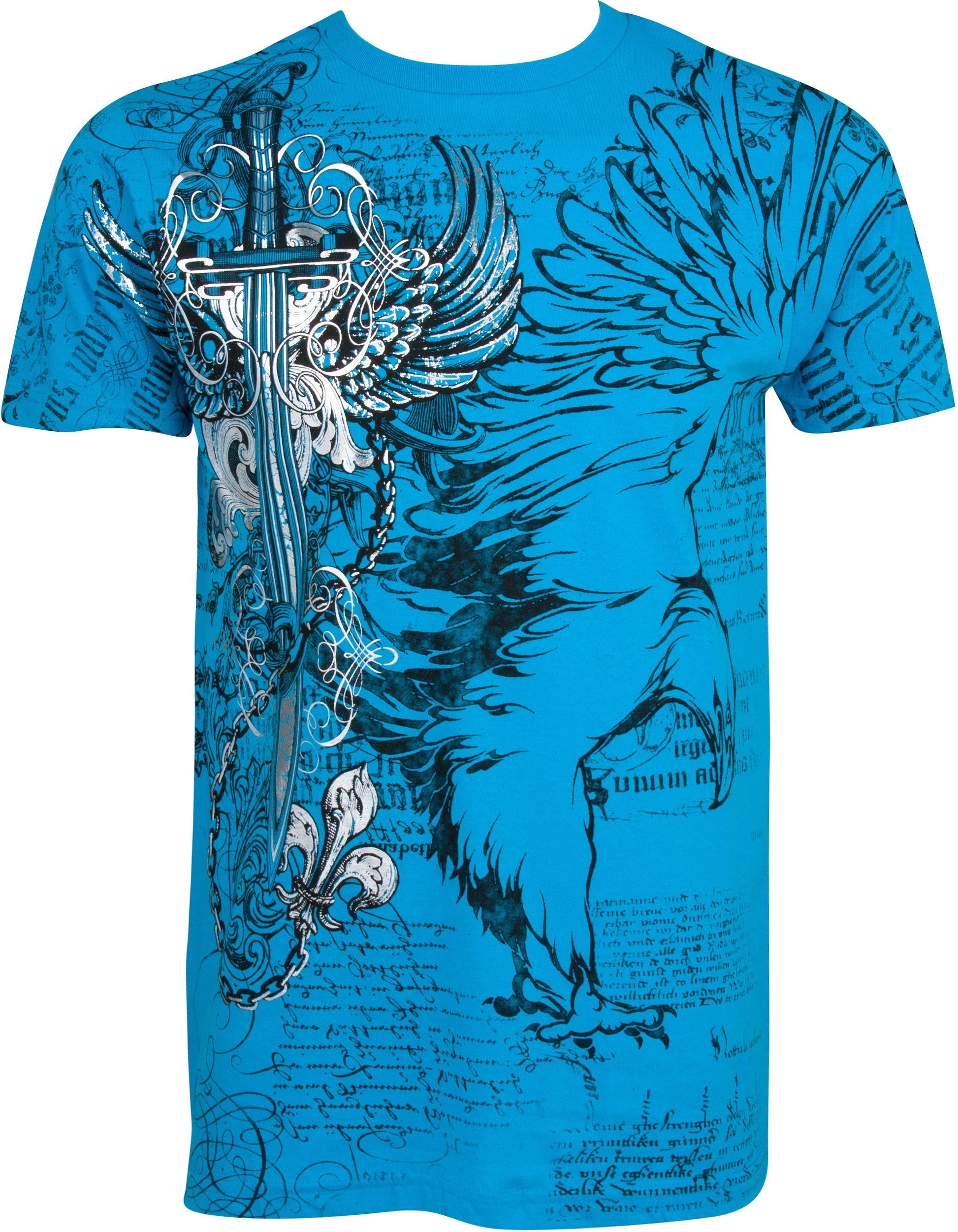 Sakkas Eagle,Sword and Chains Metallic Cotton Mens T-Shirt - Concordia Style Boutique