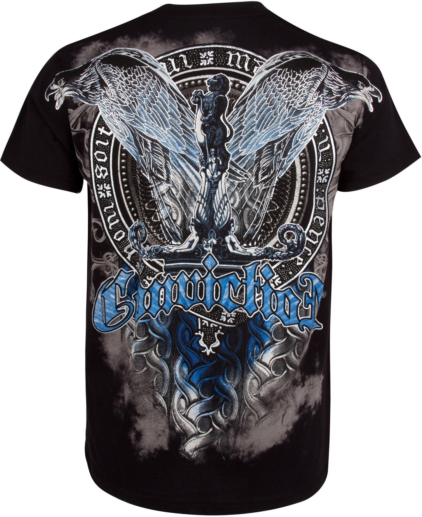 Sakkas Flying Eagle Metallic Silver Embossed Cotton Mens Fashion T-Shirt - Concordia Style Boutique