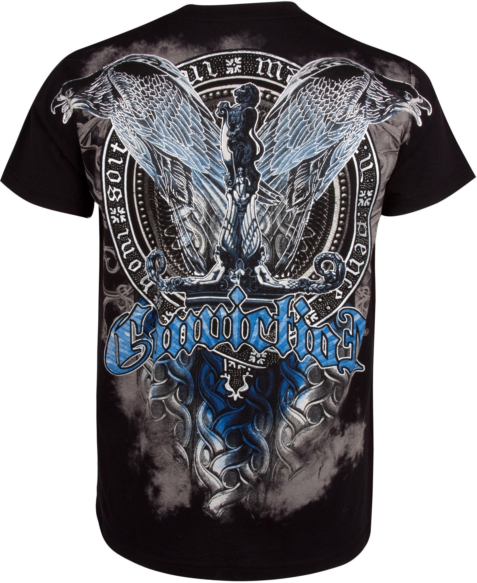 Sakkas Flying Eagle Metallic Silver Embossed Cotton Mens Fashion T-Shirt - Concordia Style Boutique