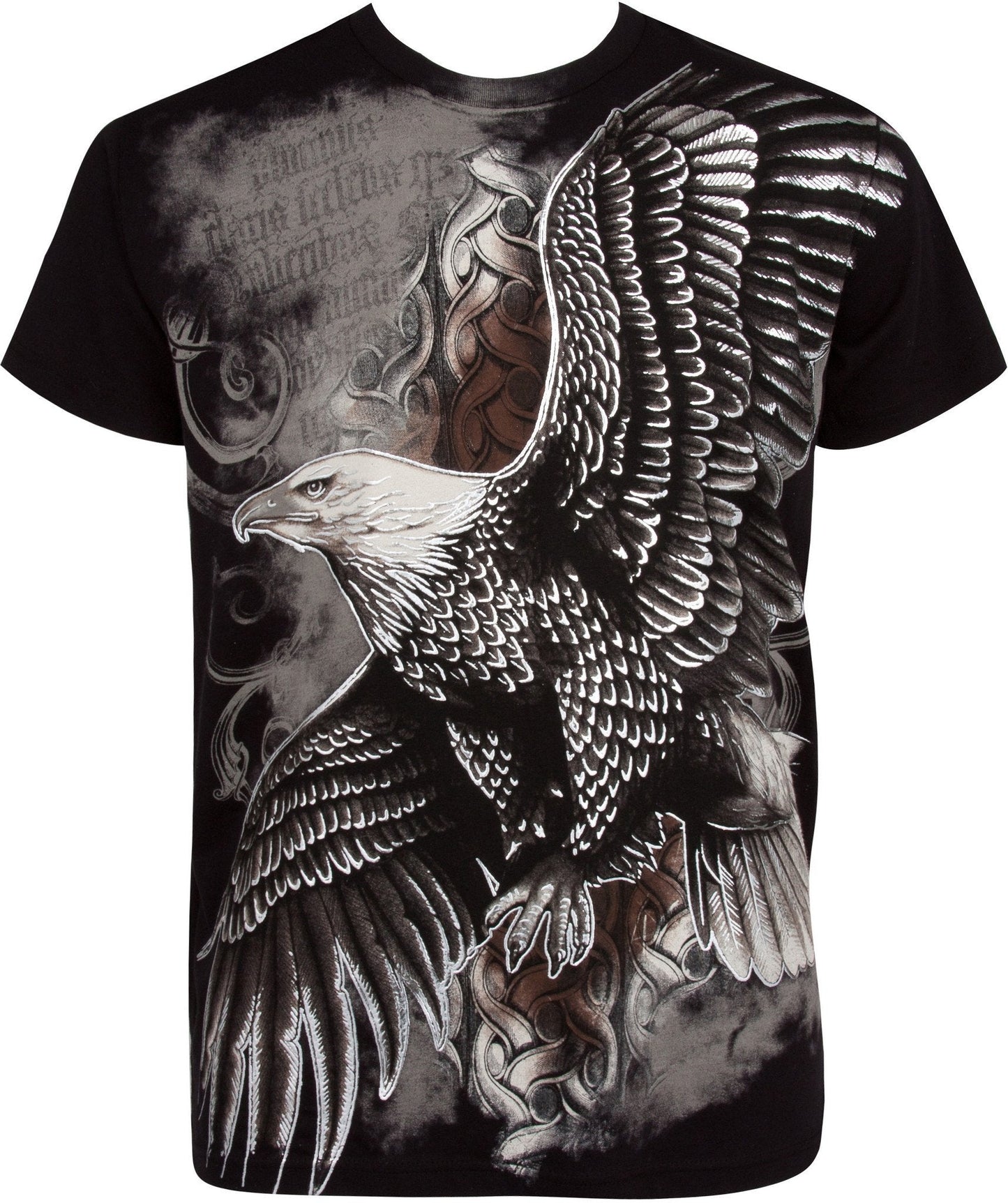 Sakkas Flying Eagle Metallic Silver Embossed Cotton Mens Fashion T-Shirt - Concordia Style Boutique