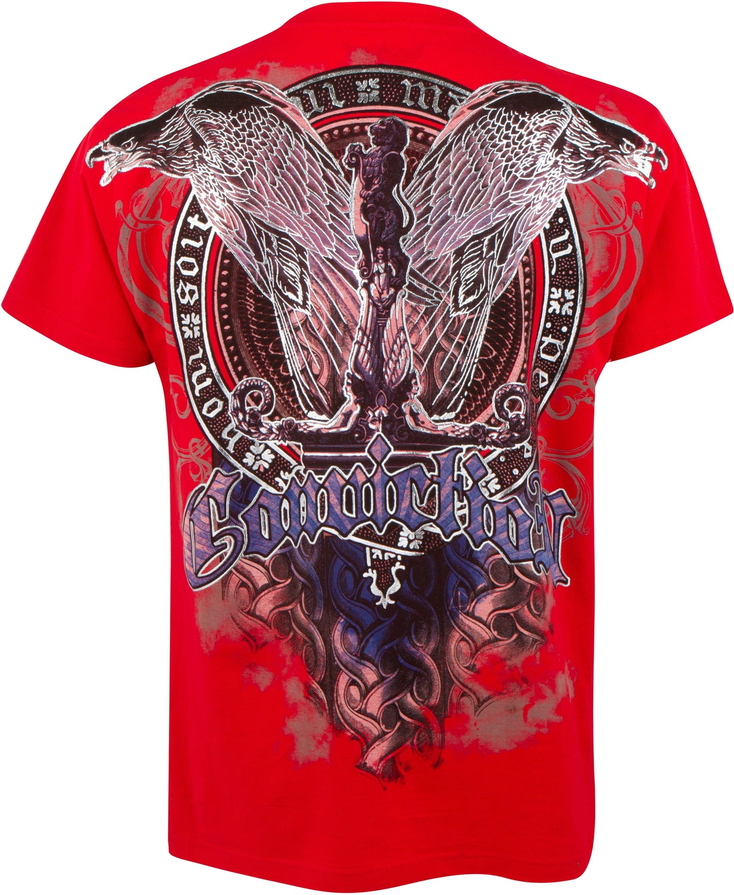 Sakkas Flying Eagle Metallic Silver Embossed Cotton Mens Fashion T-Shirt - Concordia Style Boutique