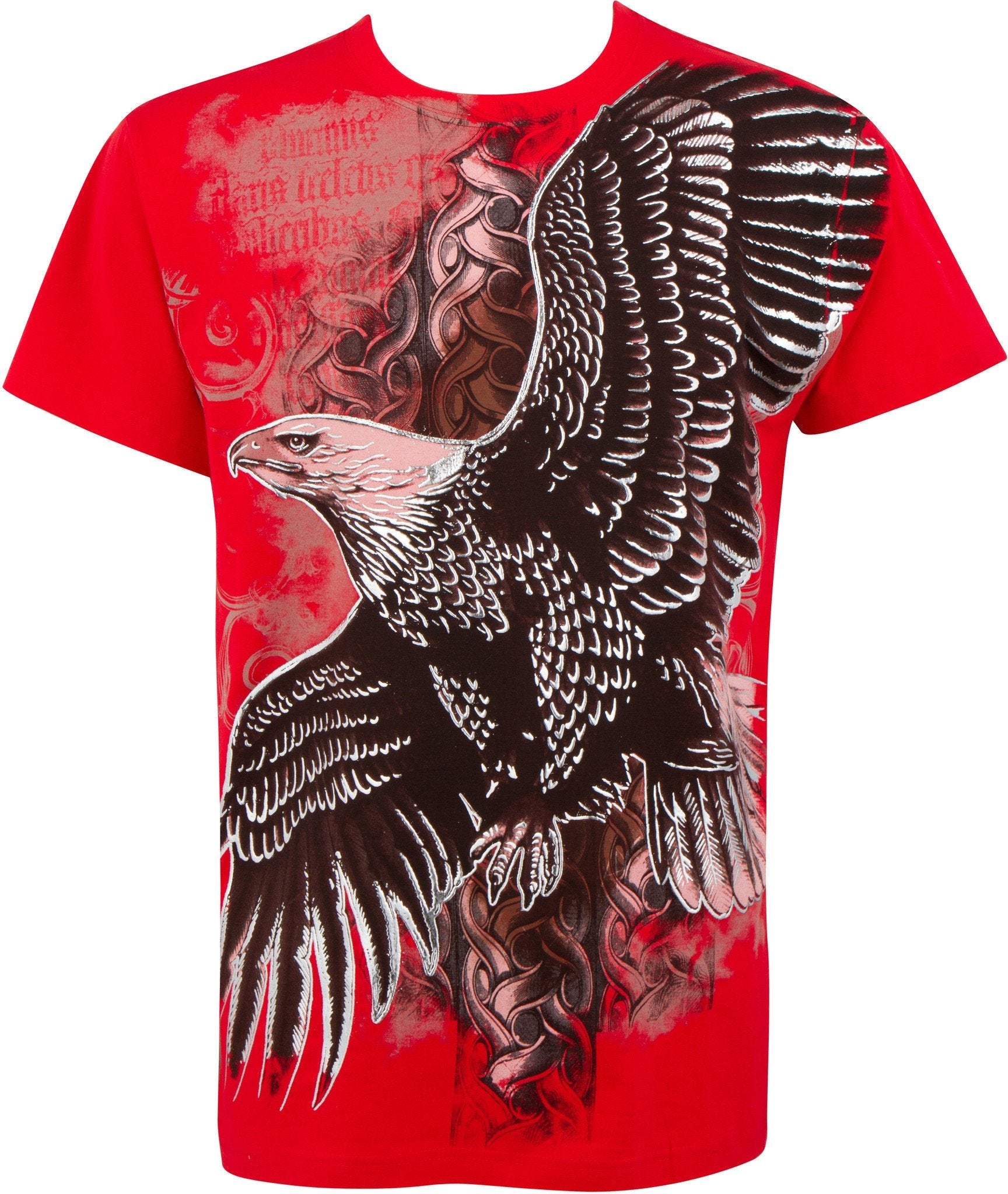 Sakkas Flying Eagle Metallic Silver Embossed Cotton Mens Fashion T-Shirt - Concordia Style Boutique