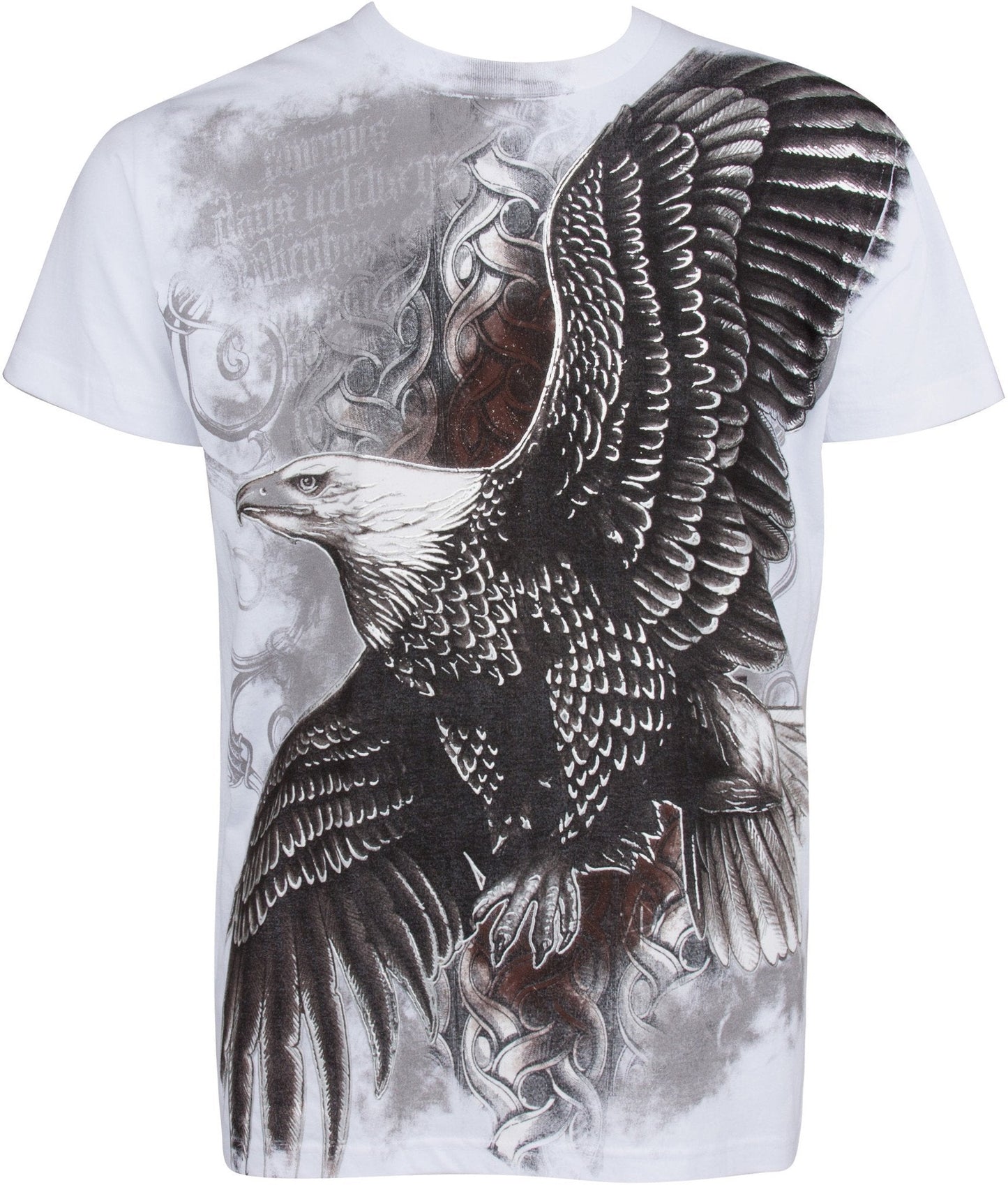 Sakkas Flying Eagle Metallic Silver Embossed Cotton Mens Fashion T-Shirt - Concordia Style Boutique