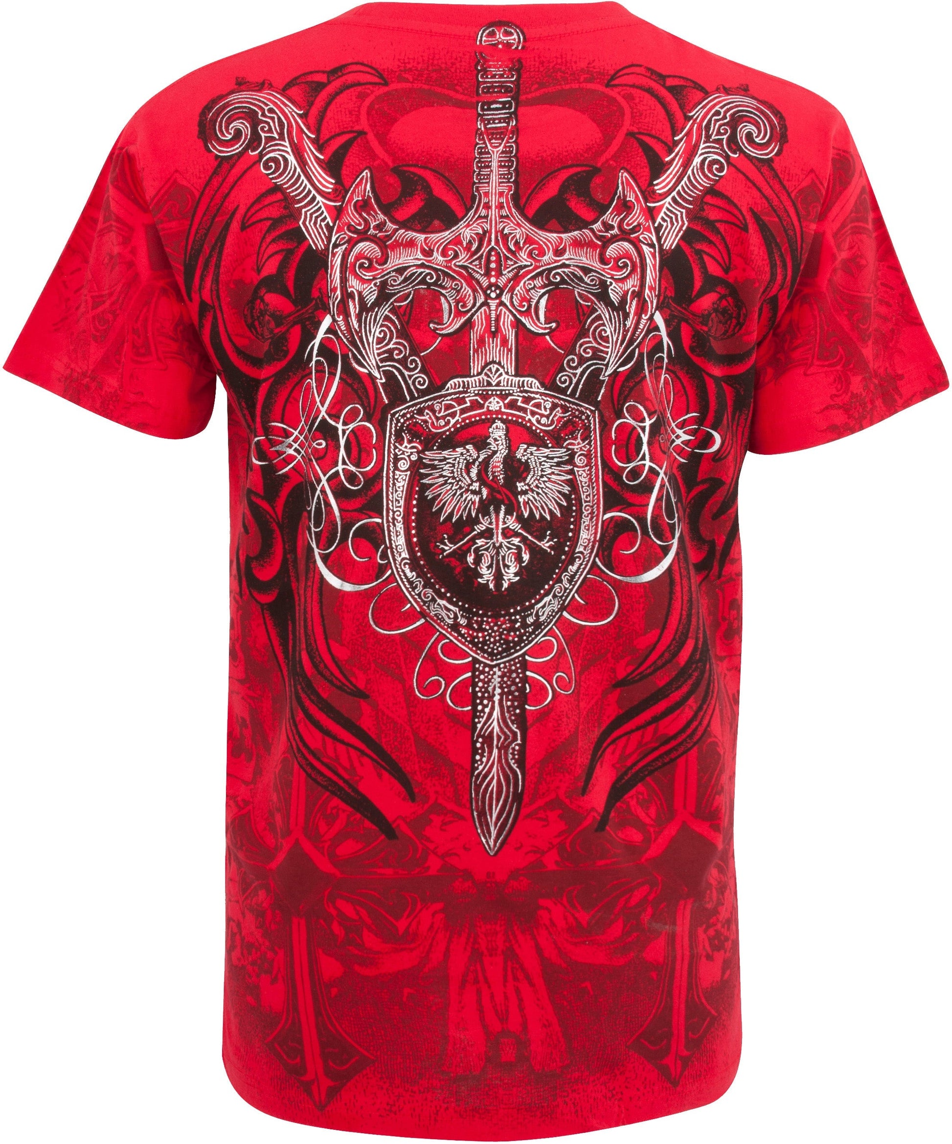 Sakkas Cross, Sword and Shield Metallic Cotton Mens T-Shirt - Concordia Style Boutique