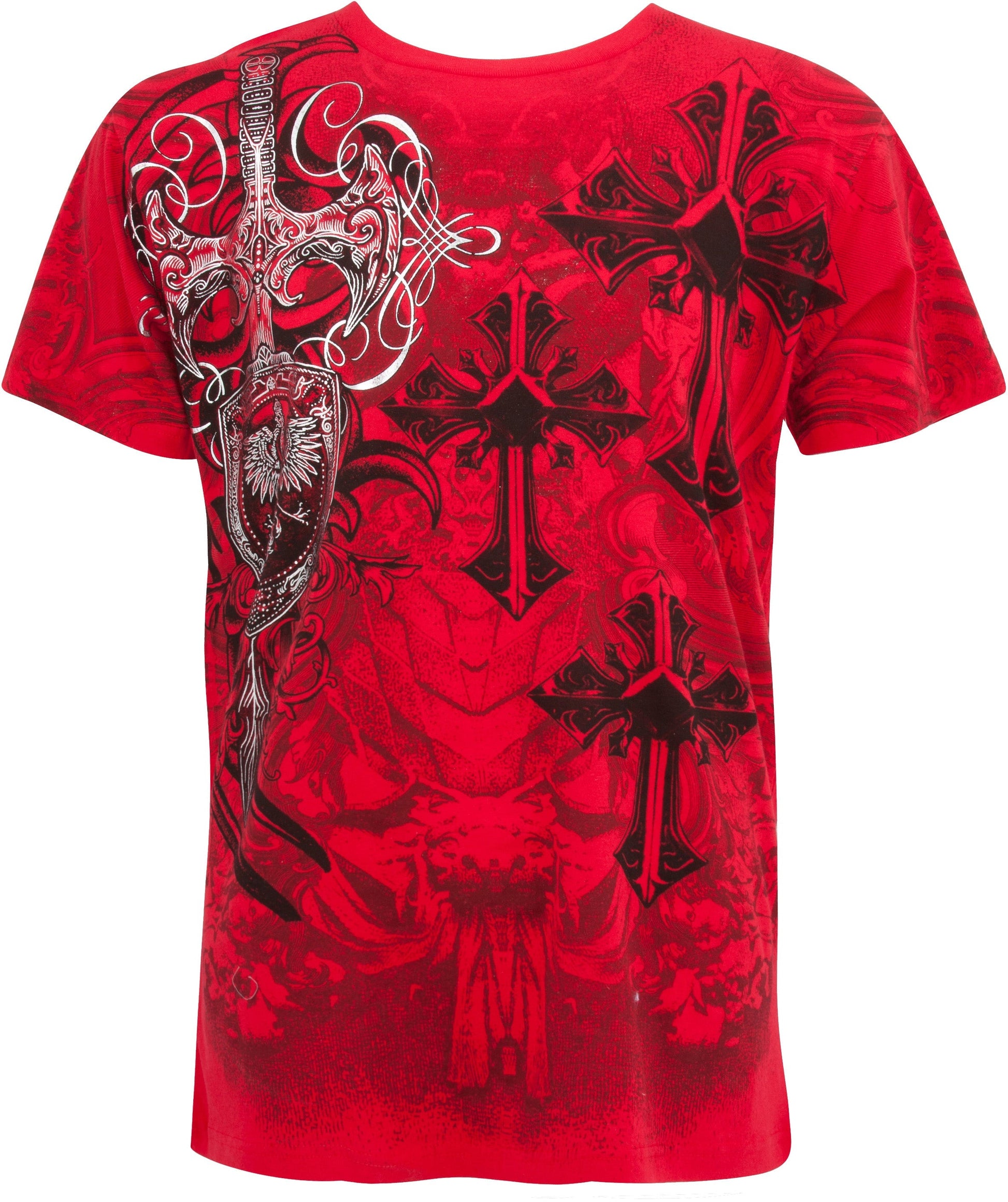 Sakkas Cross, Sword and Shield Metallic Cotton Mens T-Shirt - Concordia Style Boutique