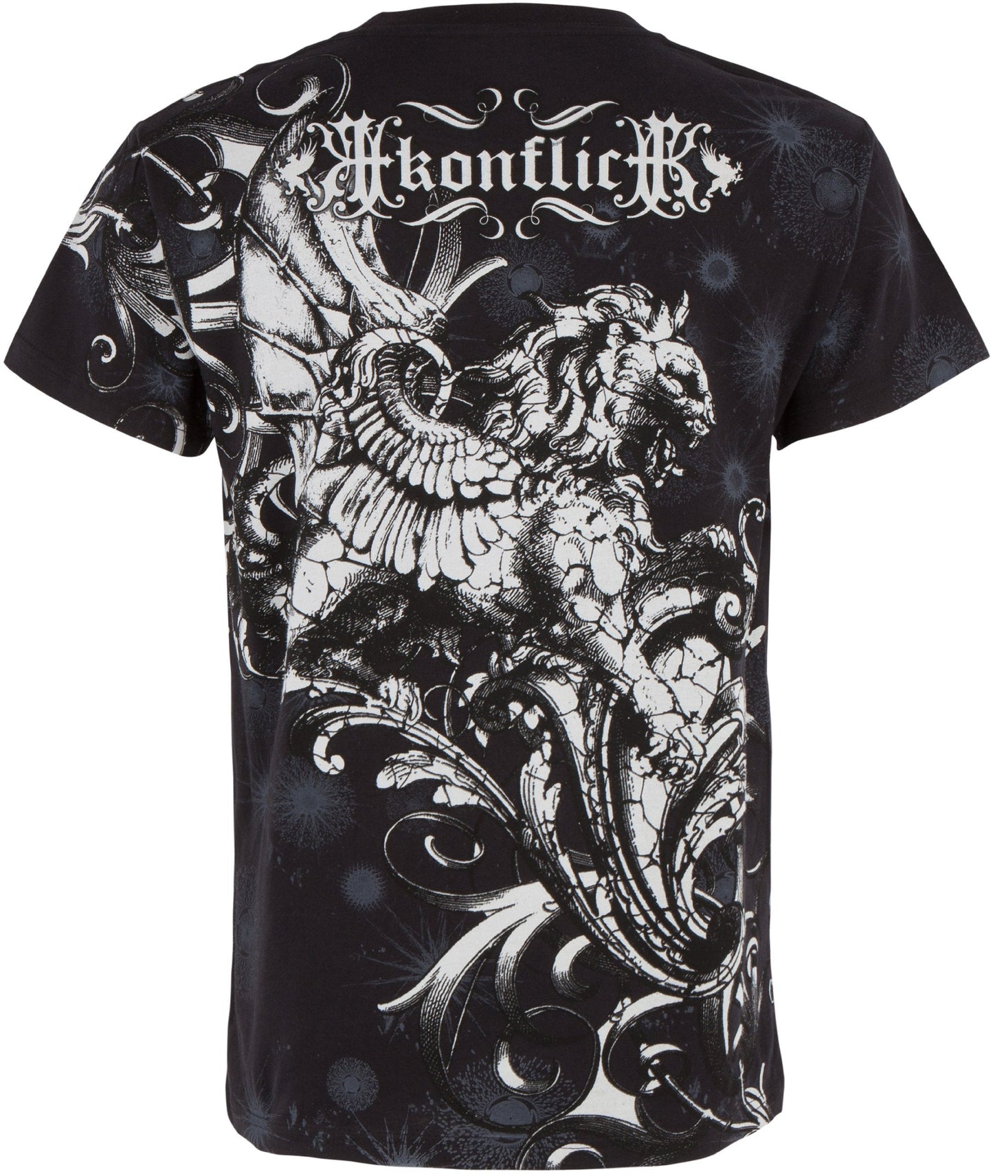 Sakkas Lion and Vines Metallic Silver Embossed Cotton Mens Fashion T-Shirt - Concordia Style Boutique