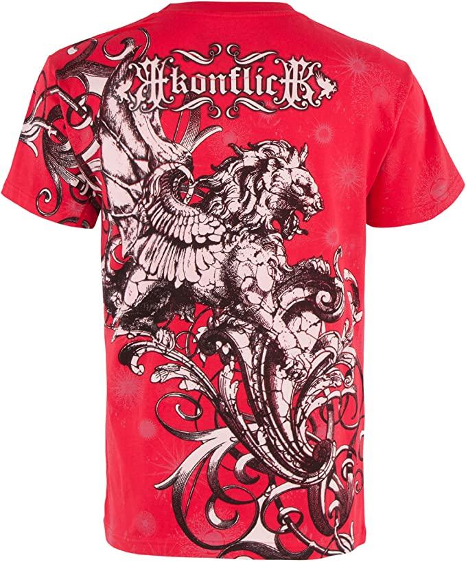 Sakkas Lion and Vines Metallic Silver Embossed Cotton Mens Fashion T-Shirt - Concordia Style Boutique