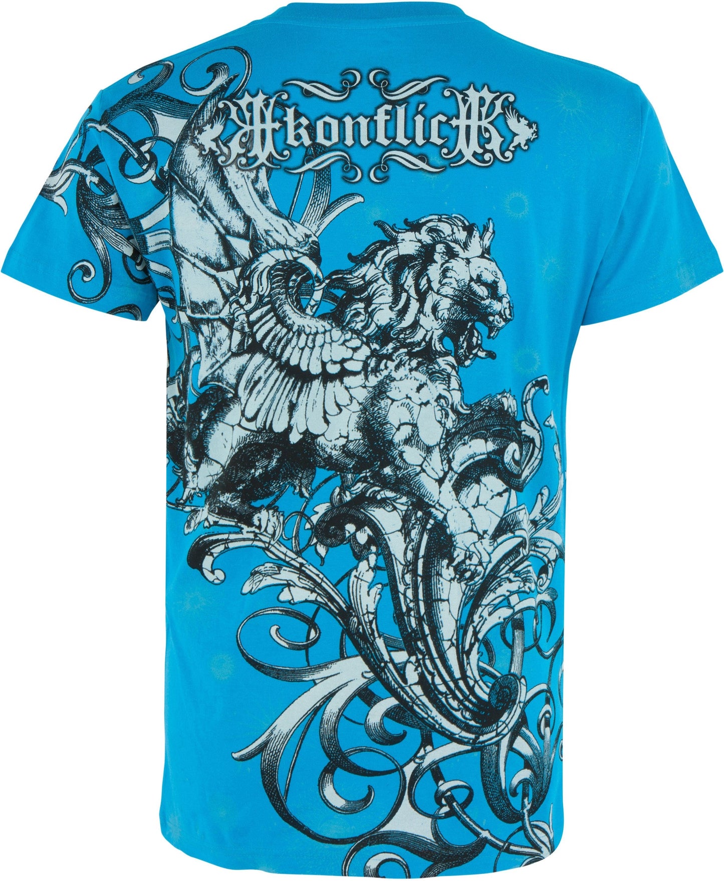 Sakkas Lion and Vines Metallic Silver Embossed Cotton Mens Fashion T-Shirt - Concordia Style Boutique