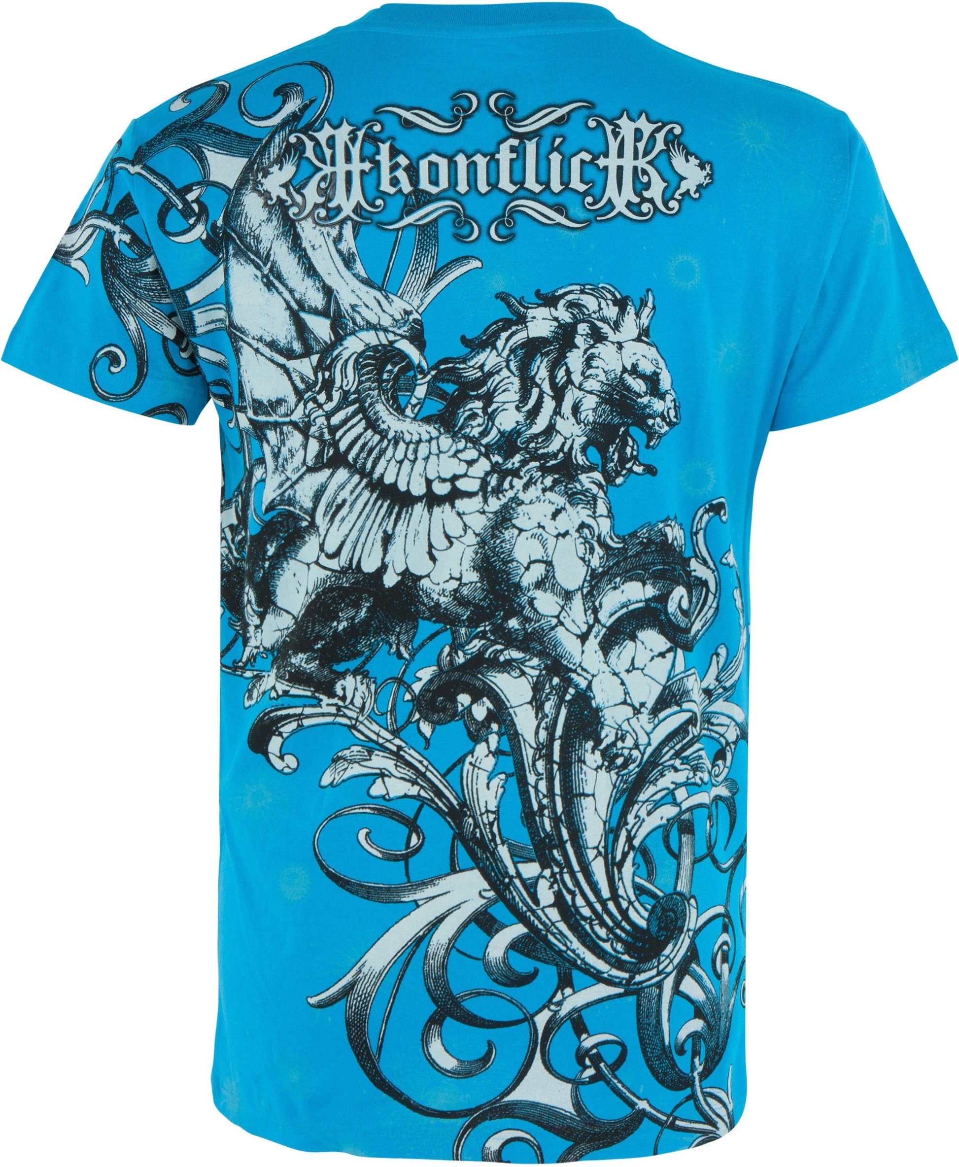 Sakkas Lion and Vines Metallic Silver Embossed Cotton Mens Fashion T-Shirt - Concordia Style Boutique