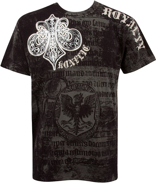 Royalty Metallic Silver Short Sleeve Crew Neck Cotton Mens Fashion T-Shirt - Concordia Style Boutique