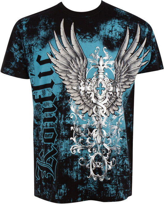 Sakkas Great Guardian Metallic Embossed Mens Fashion T-Shirt - Concordia Style Boutique