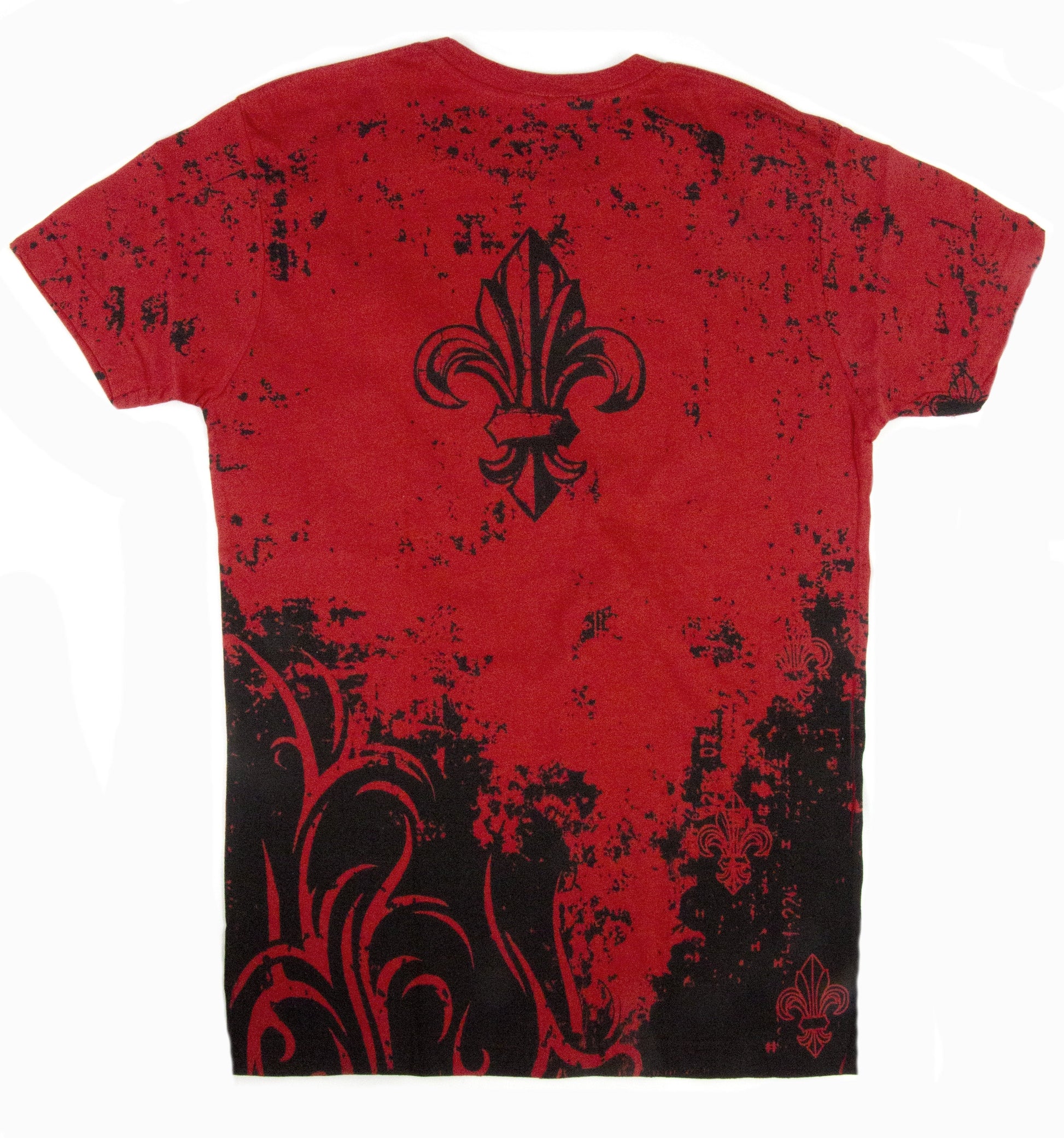 Sakkas Fleur de Lis Tree Branches Metallic Silver Embossed Cotton Mens T-Shirt - Concordia Style Boutique