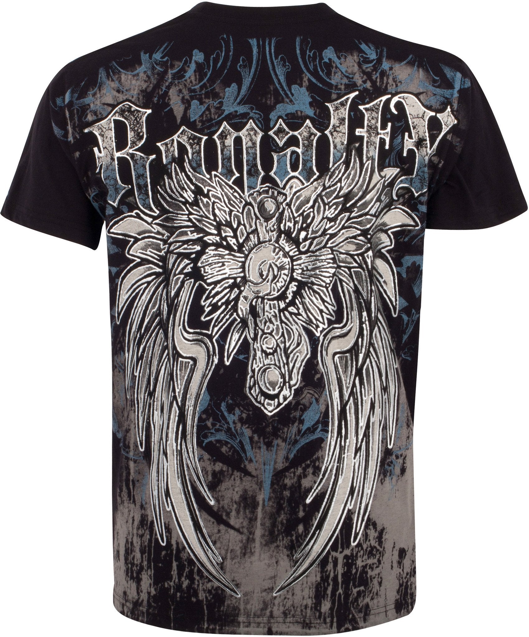 Sakkas Royalty Fleur de Lis Metallic Silver Embossed Cotton Mens Fashion T-Shirt - Concordia Style Boutique