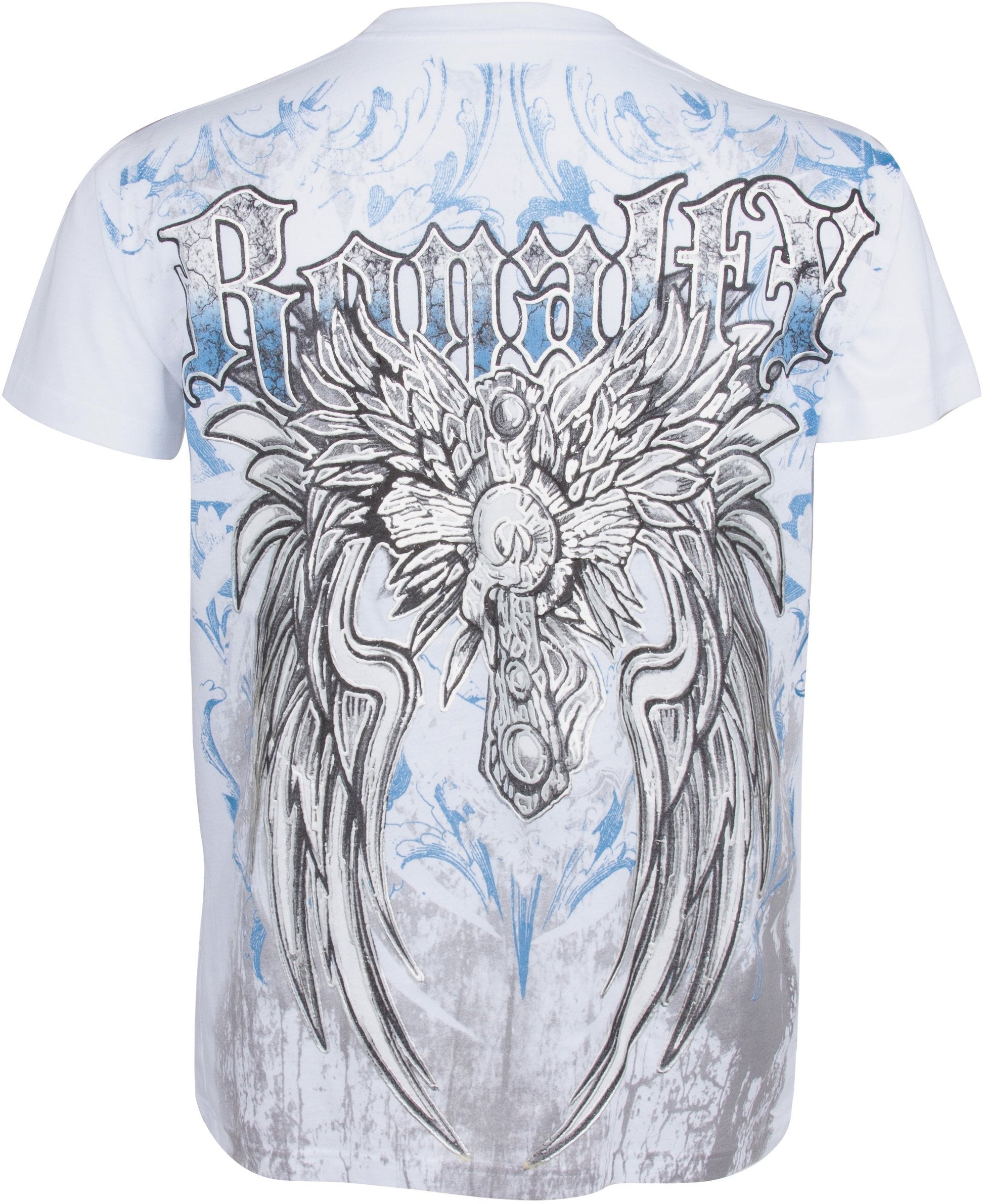 Sakkas Royalty Fleur de Lis Metallic Silver Embossed Cotton Mens Fashion T-Shirt - Concordia Style Boutique