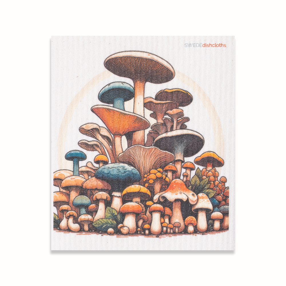 Eco-Friendly Swedish Dishcloths - Mixed Mushrooms Set of 3 (Paper Towel Replacements, One of Each Design) - Concordia Style Boutique