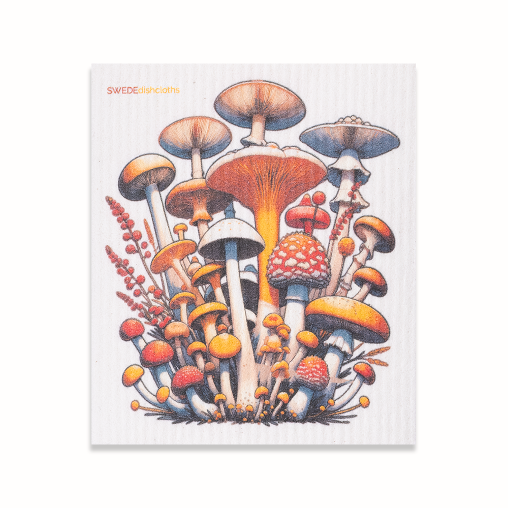 Eco-Friendly Swedish Dishcloths - Mixed Mushrooms Set of 3 (Paper Towel Replacements, One of Each Design) - Concordia Style Boutique