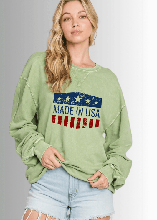 Made in USA Graphic All American Oversized Sweatshirt - Concordia Style Boutique