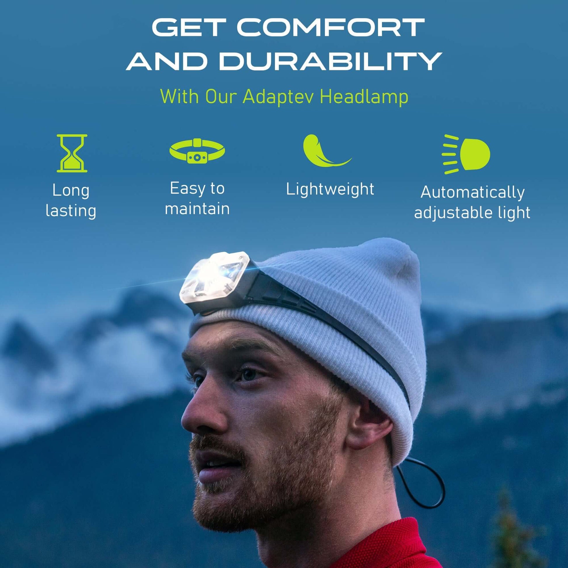 Adaptev Headlamp - Inertial Gyroscope LED Rechargeable Smart Head Lamp - Concordia Style Boutique