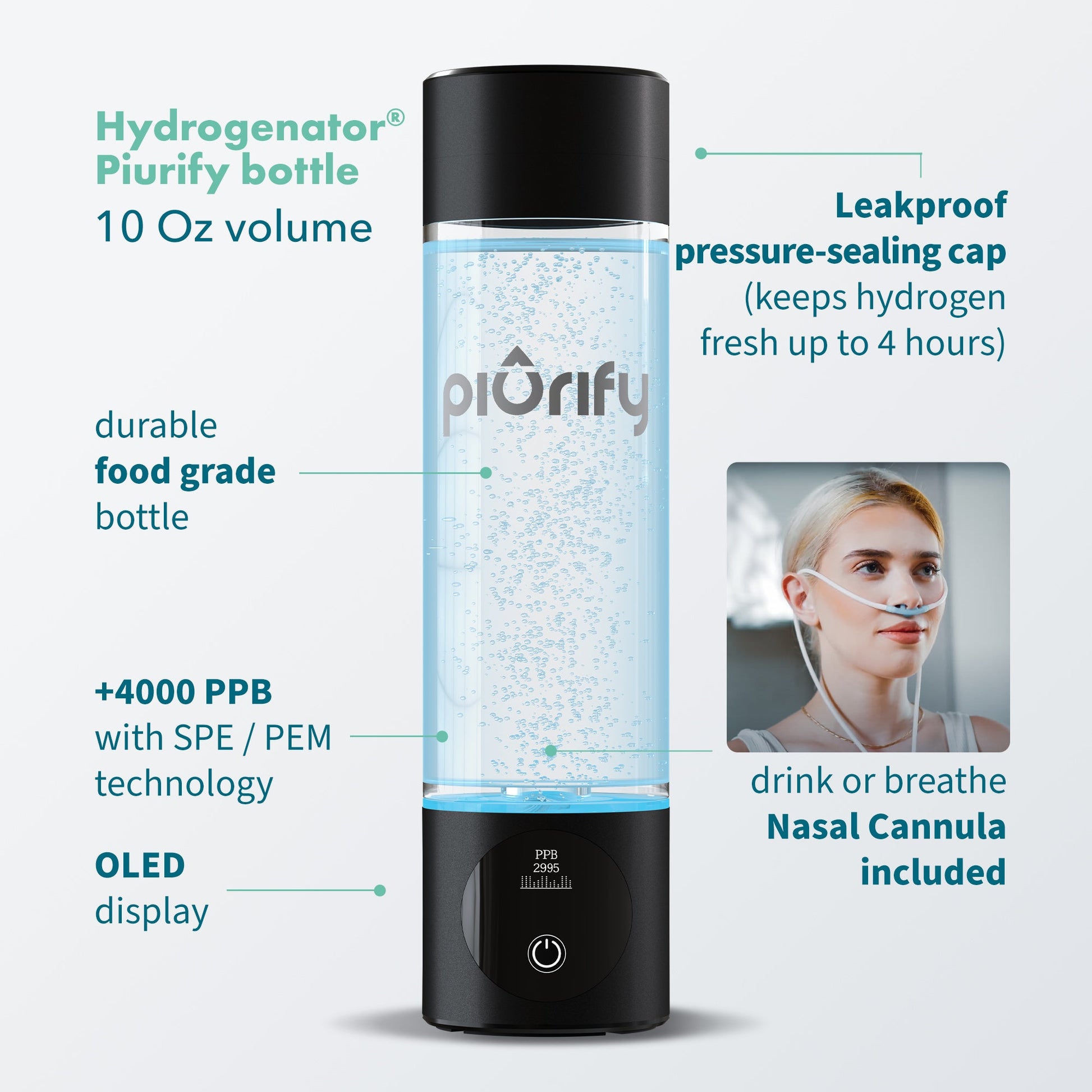 PIURIFY Hydrogenator® Bottle - Black - Concordia Style Boutique
