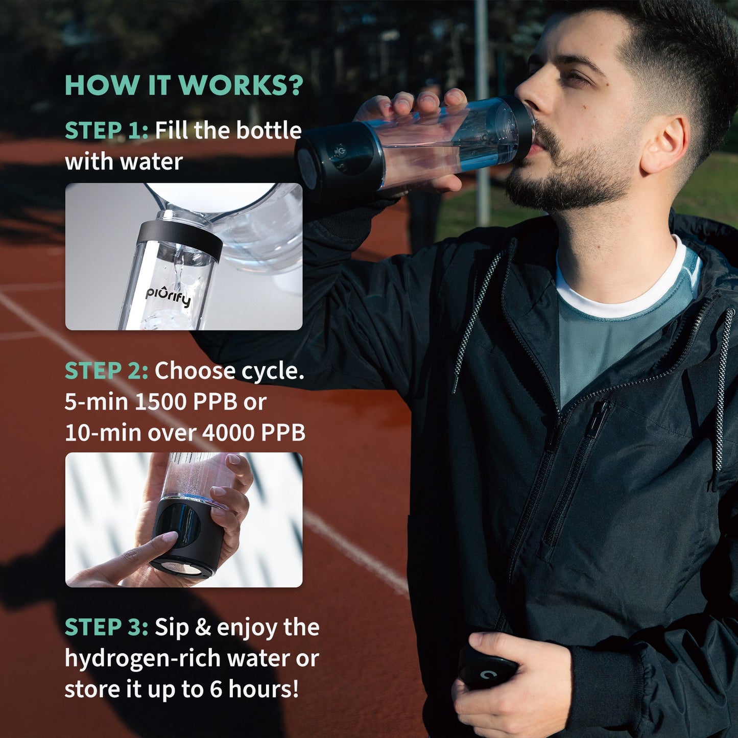 PIURIFY Hydrogenator® Bottle - Black - Concordia Style Boutique