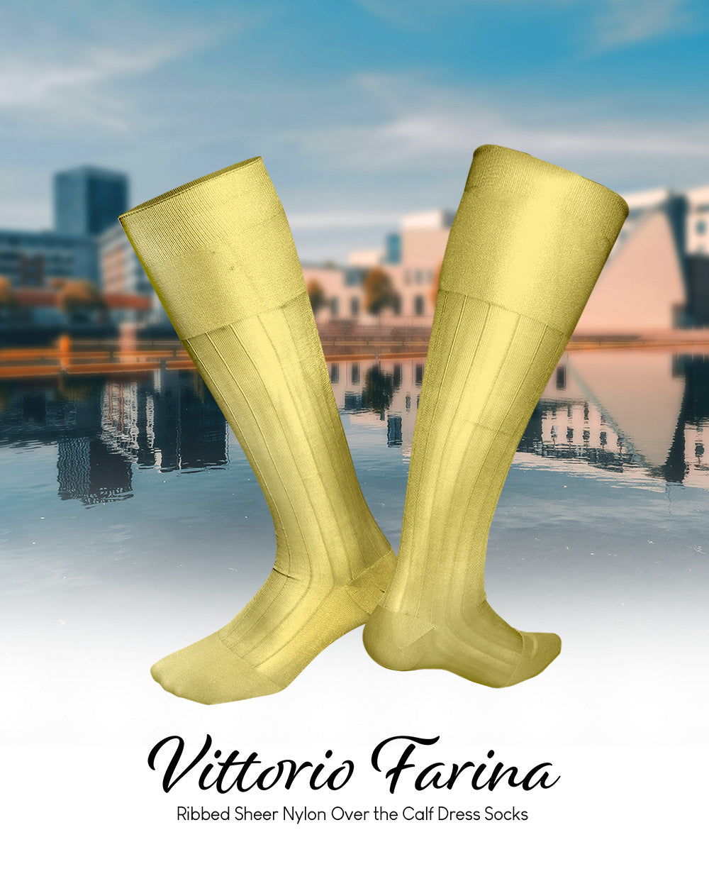 Vittorio Farina Men's Ribbed Shear Nylon Over The Calf Dress Socks - Concordia Style Boutique