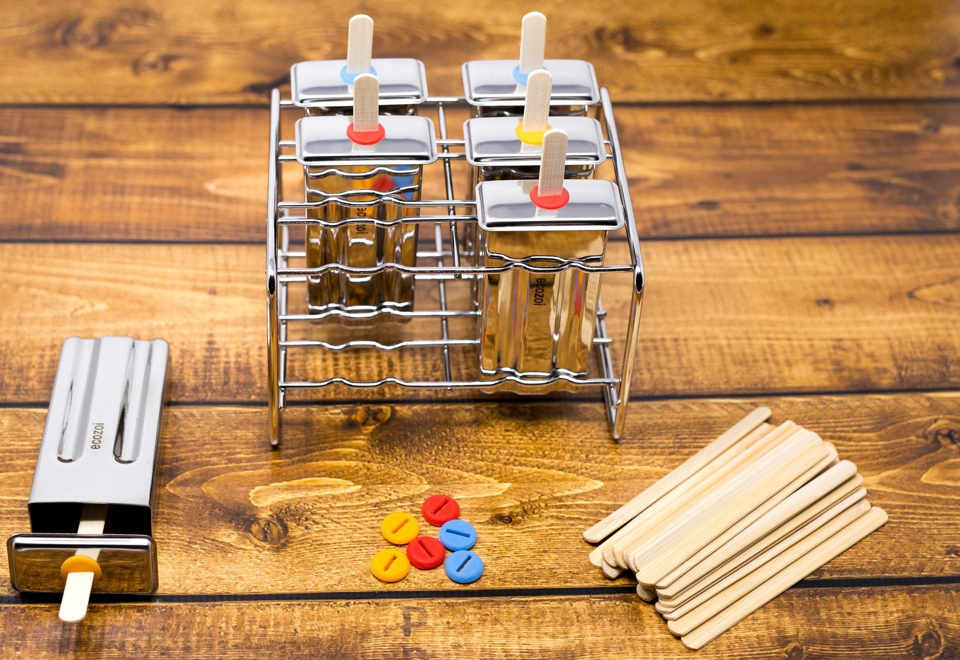 Stainless Steel Popsicle Molds, Square with Reusable Bamboo Sticks - Concordia Style Boutique