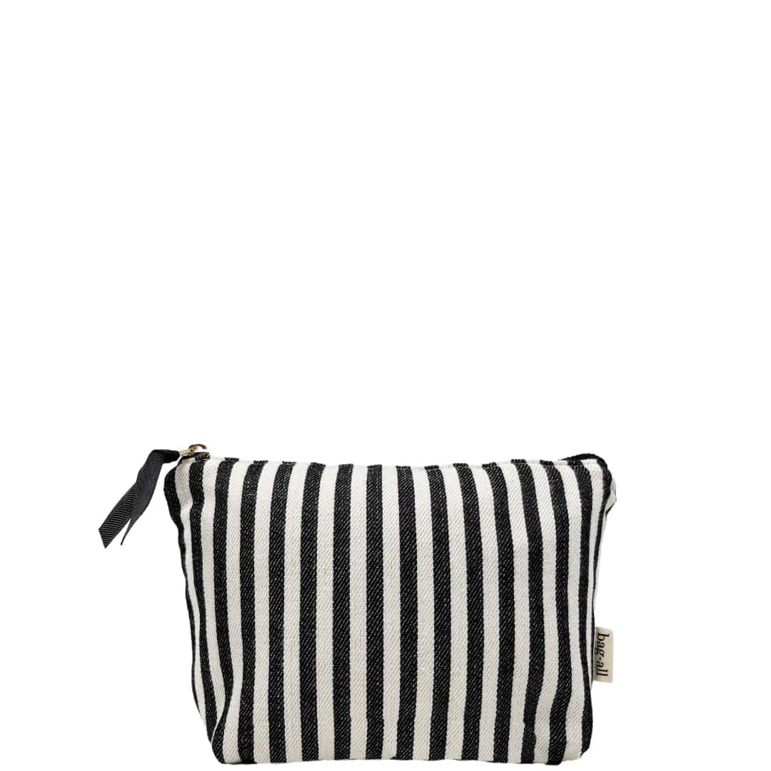 Striped Makeup Pouch, Coated Pink Lining - Concordia Style Boutique