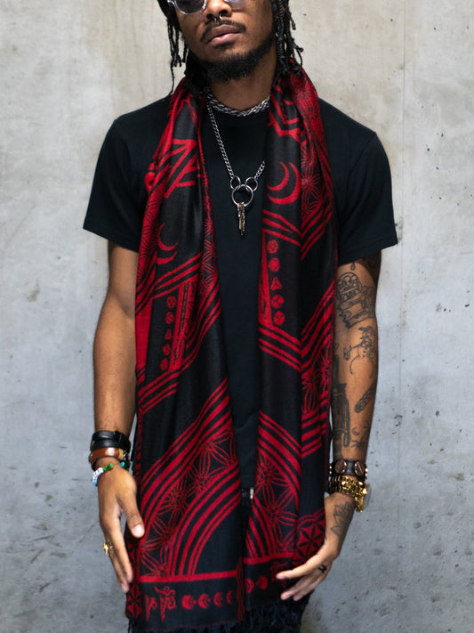 MANTRA • CRIMSON • Reversible Festival Shawl/Scarf - Concordia Style Boutique