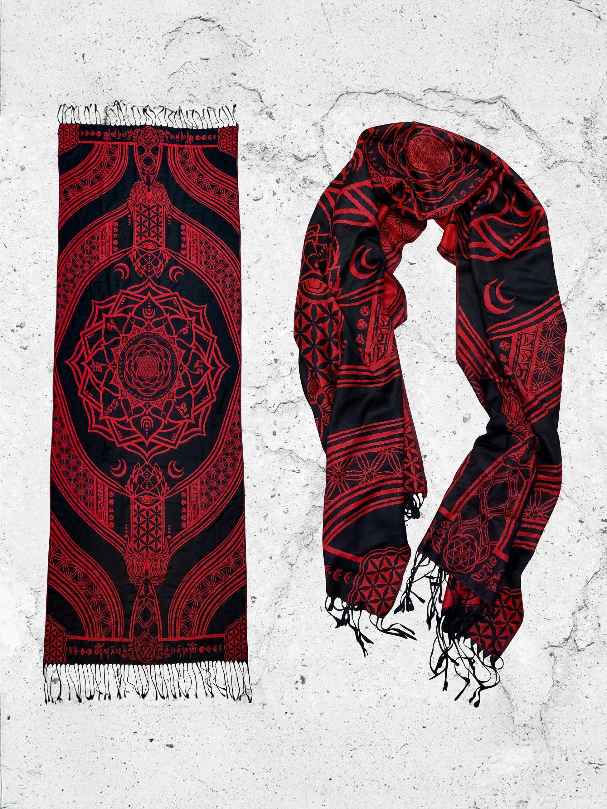 MANTRA • CRIMSON • Reversible Festival Shawl/Scarf - Concordia Style Boutique