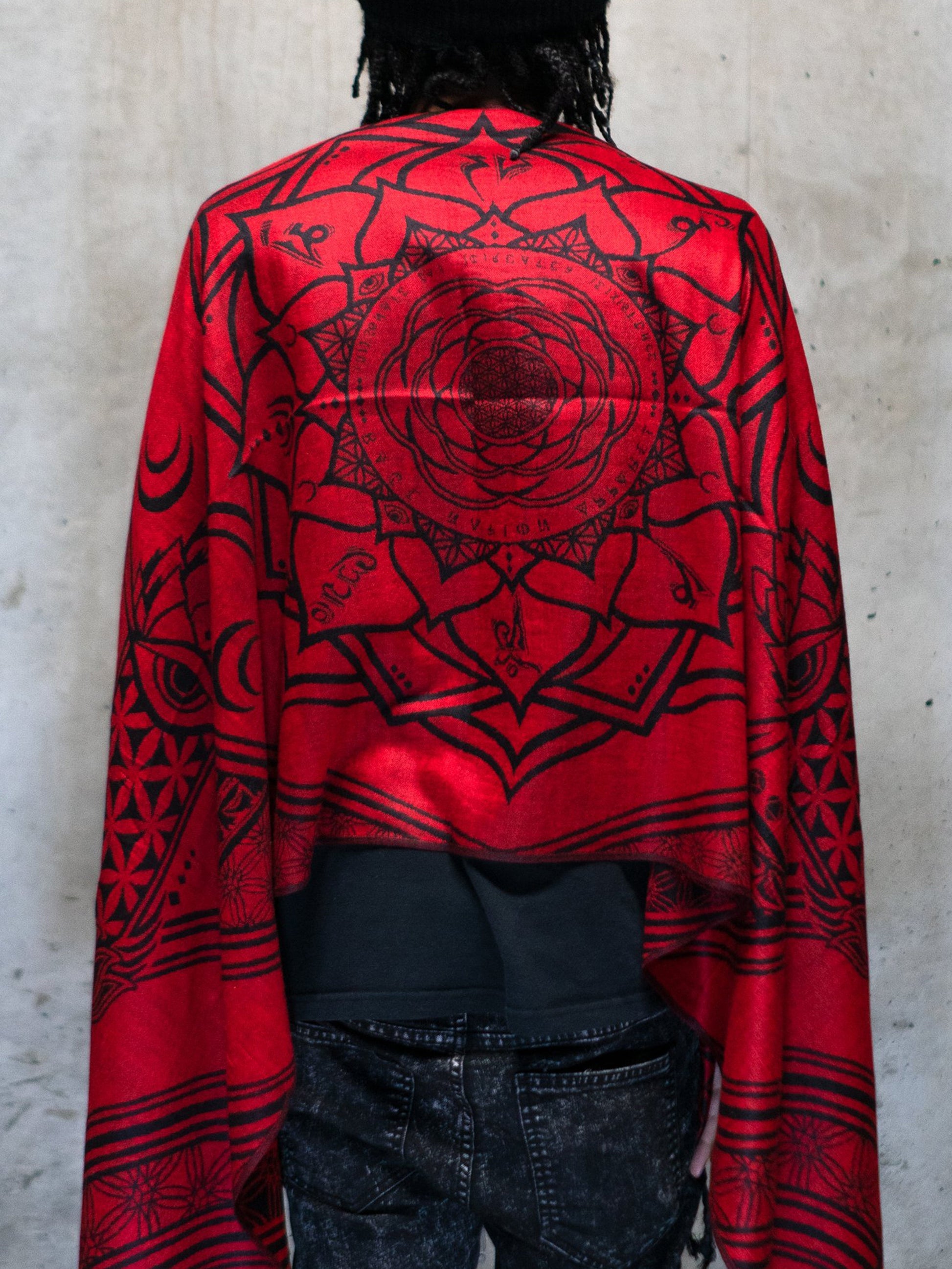 MANTRA • CRIMSON • Reversible Festival Shawl/Scarf - Concordia Style Boutique