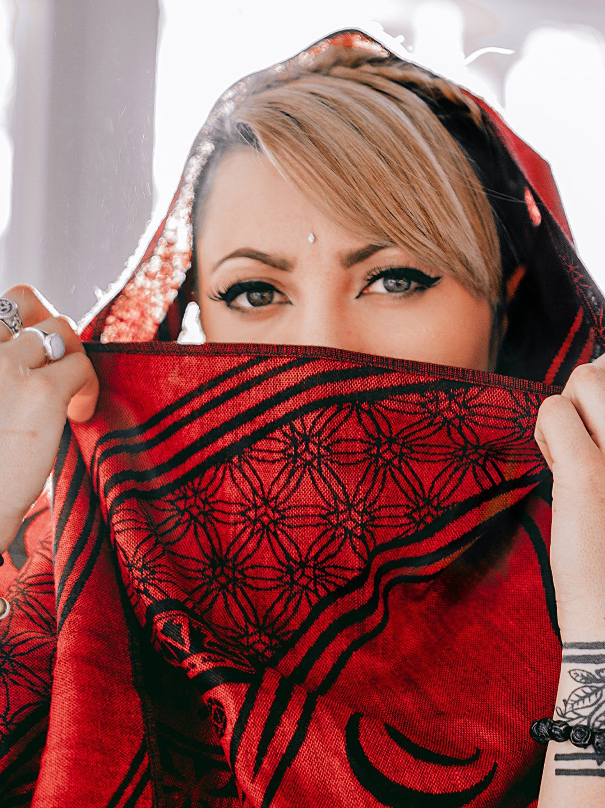 MANTRA • CRIMSON • Reversible Festival Shawl/Scarf - Concordia Style Boutique