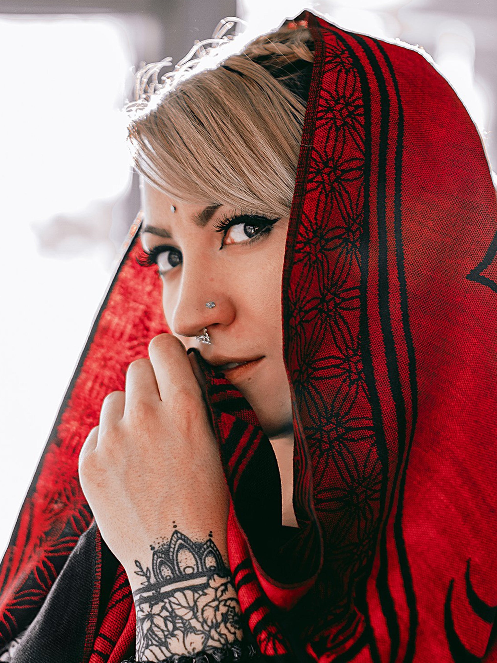 MANTRA • CRIMSON • Reversible Festival Shawl/Scarf - Concordia Style Boutique
