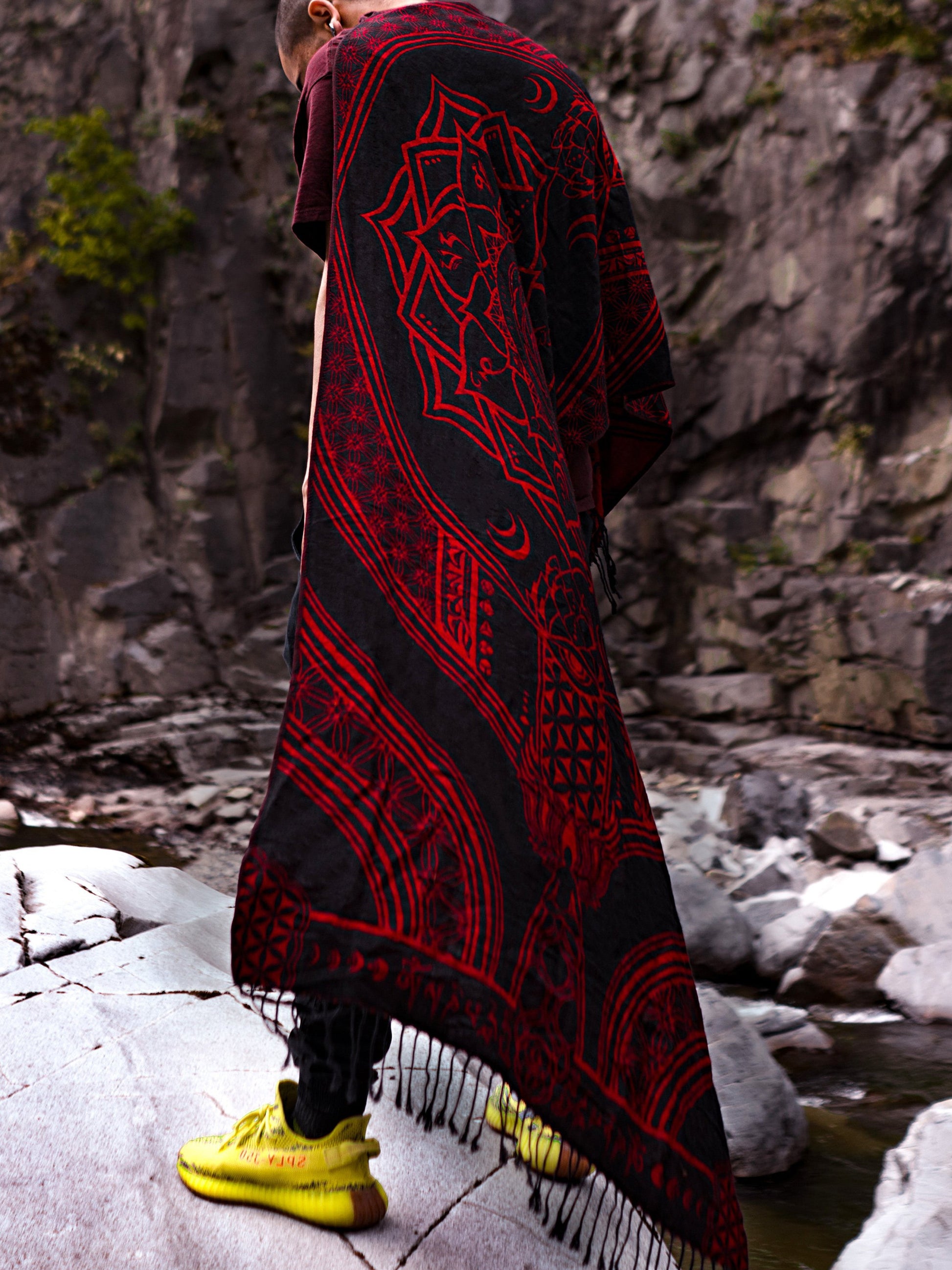 MANTRA • CRIMSON • Reversible Festival Shawl/Scarf - Concordia Style Boutique