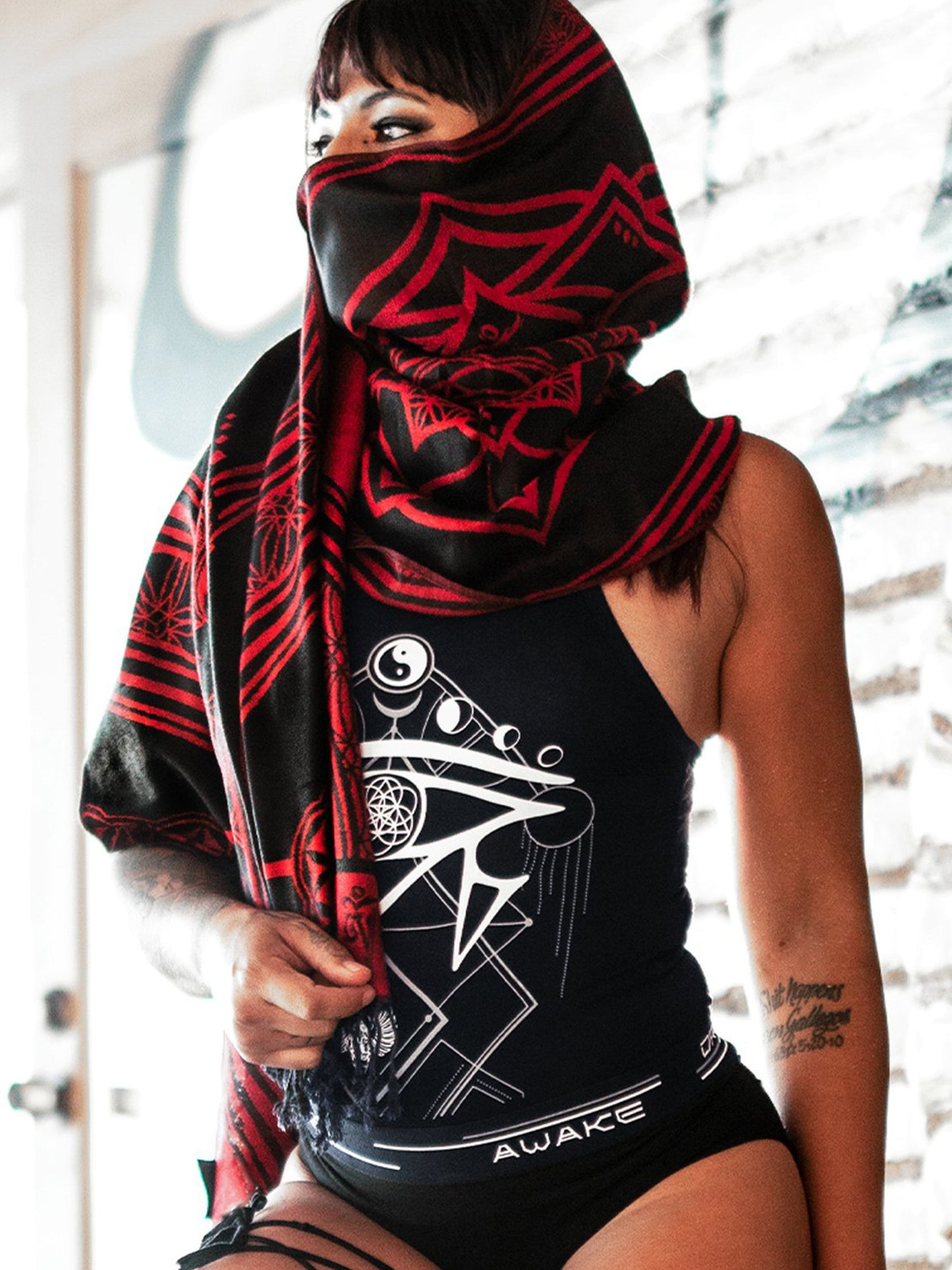 MANTRA • CRIMSON • Reversible Festival Shawl/Scarf - Concordia Style Boutique