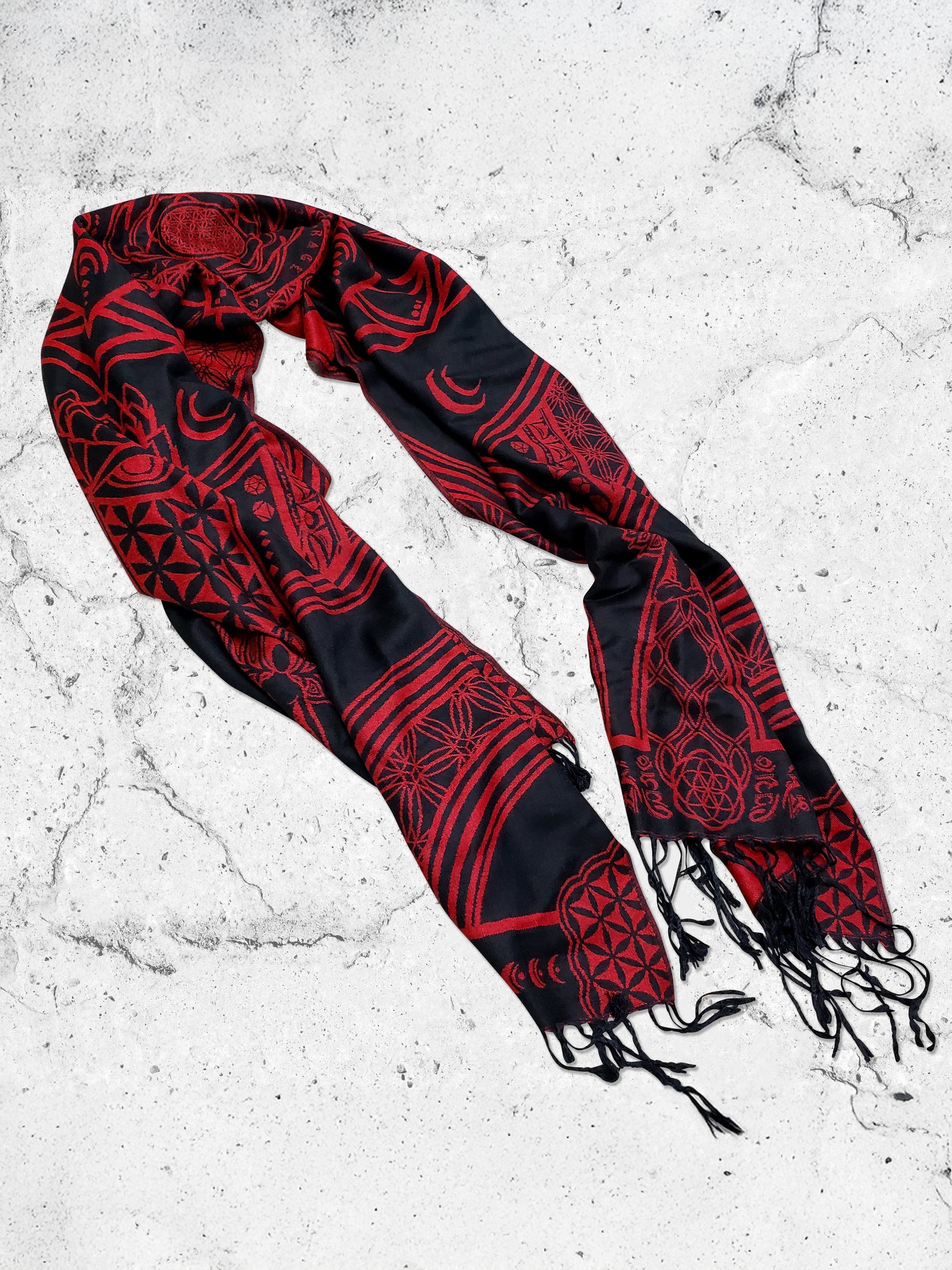 MANTRA • CRIMSON • Reversible Festival Shawl/Scarf - Concordia Style Boutique