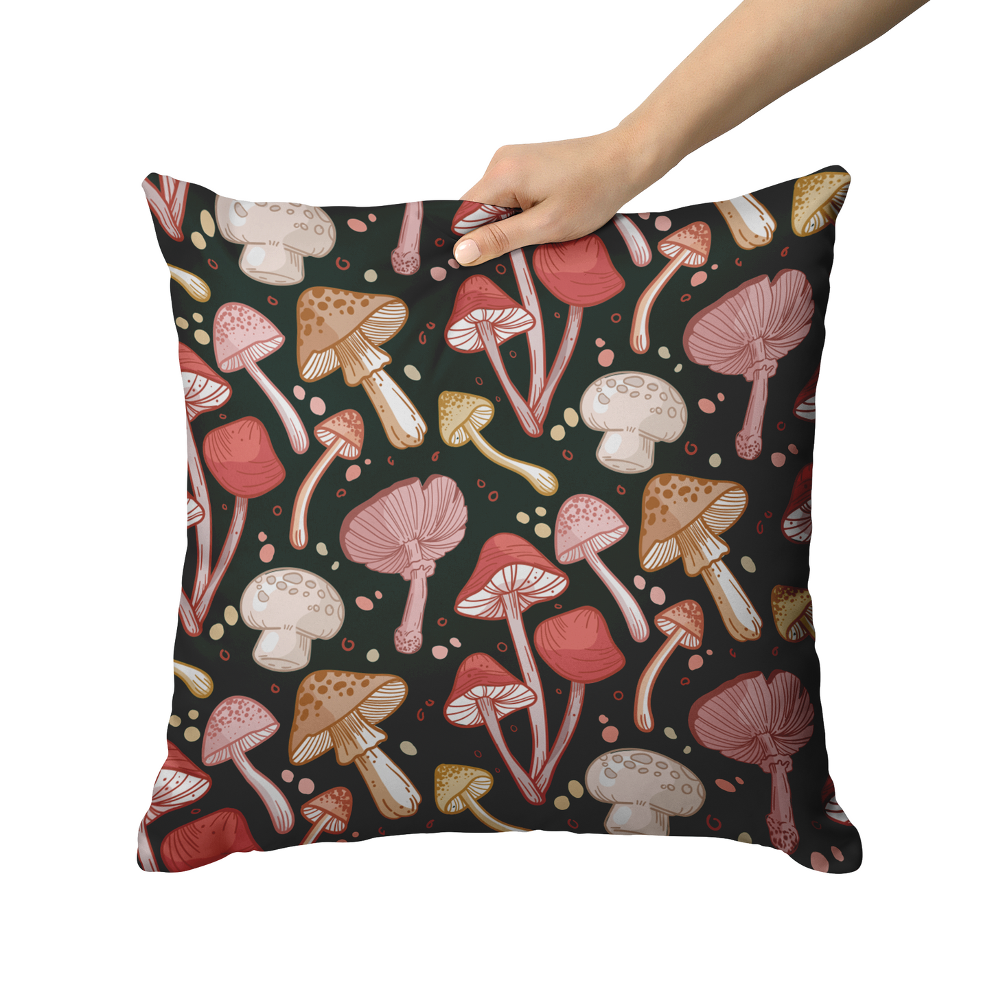 "Many Mushrooms" Throw Pillow