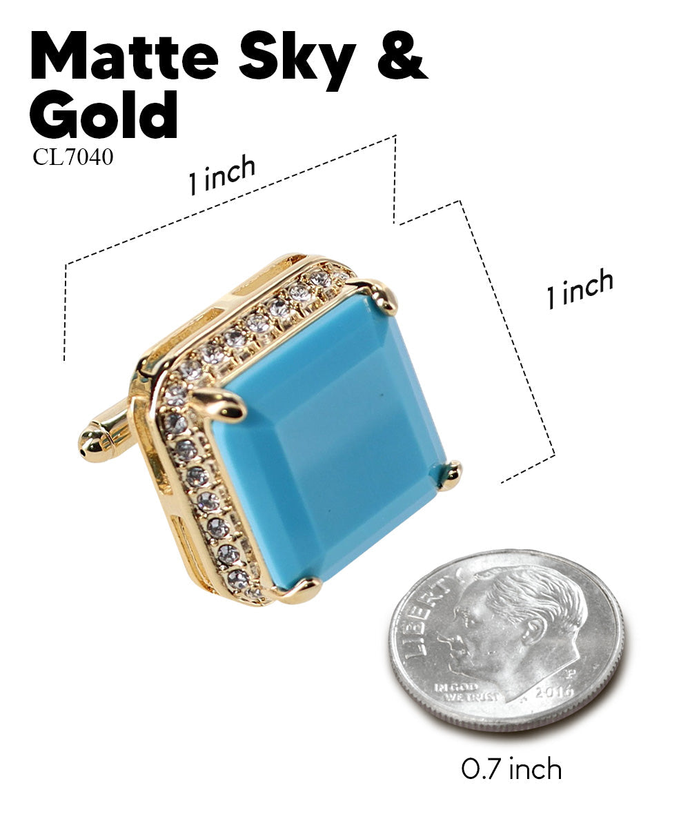 Vittorio Vico Large Big Square Crystal Colorstone Cufflinks: CL 70XX Series - Concordia Style Boutique